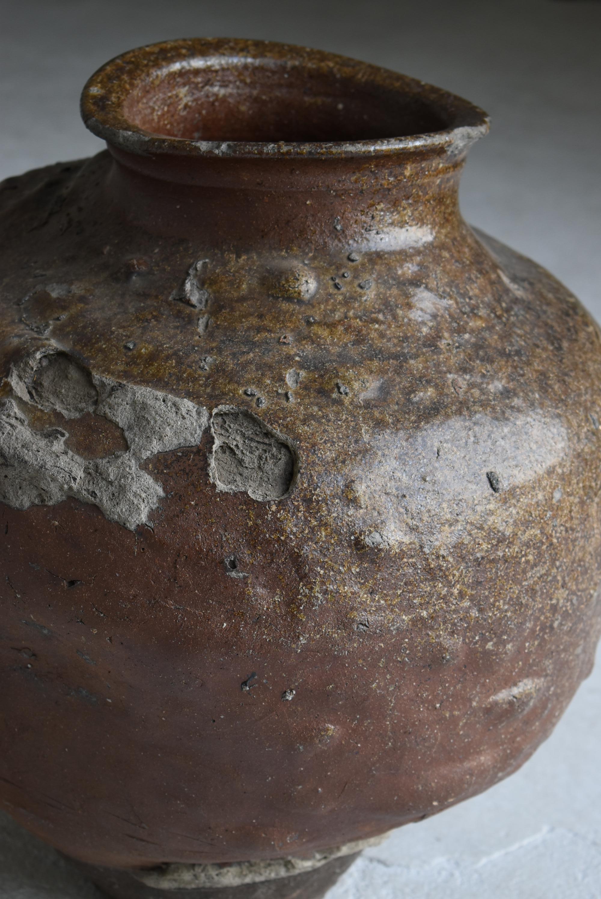 1700s-1850s Japanese Antique Tsubo Tokoname / Wabisabi-Art Ceramic Jar Vase 5