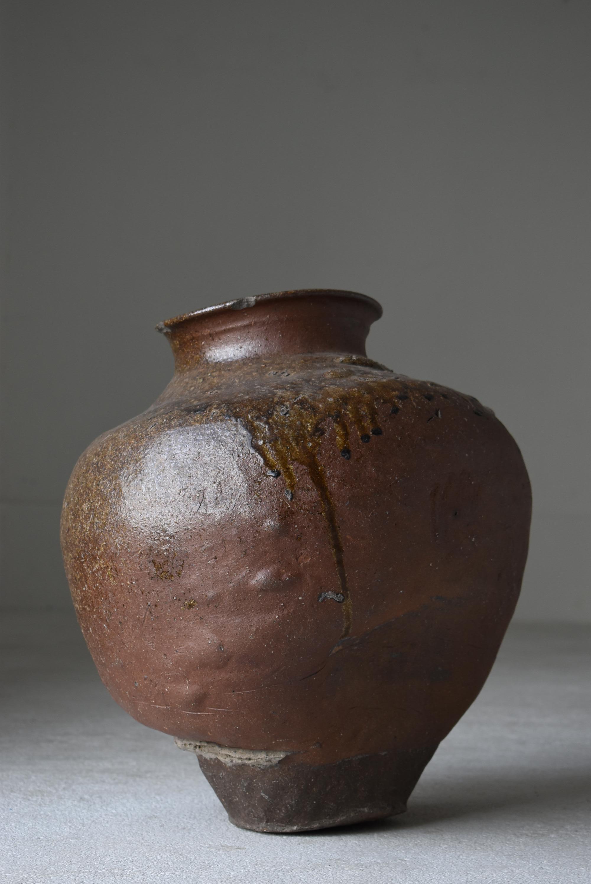 19th Century 1700s-1850s Japanese Antique Tsubo Tokoname / Wabisabi-Art Ceramic Jar Vase