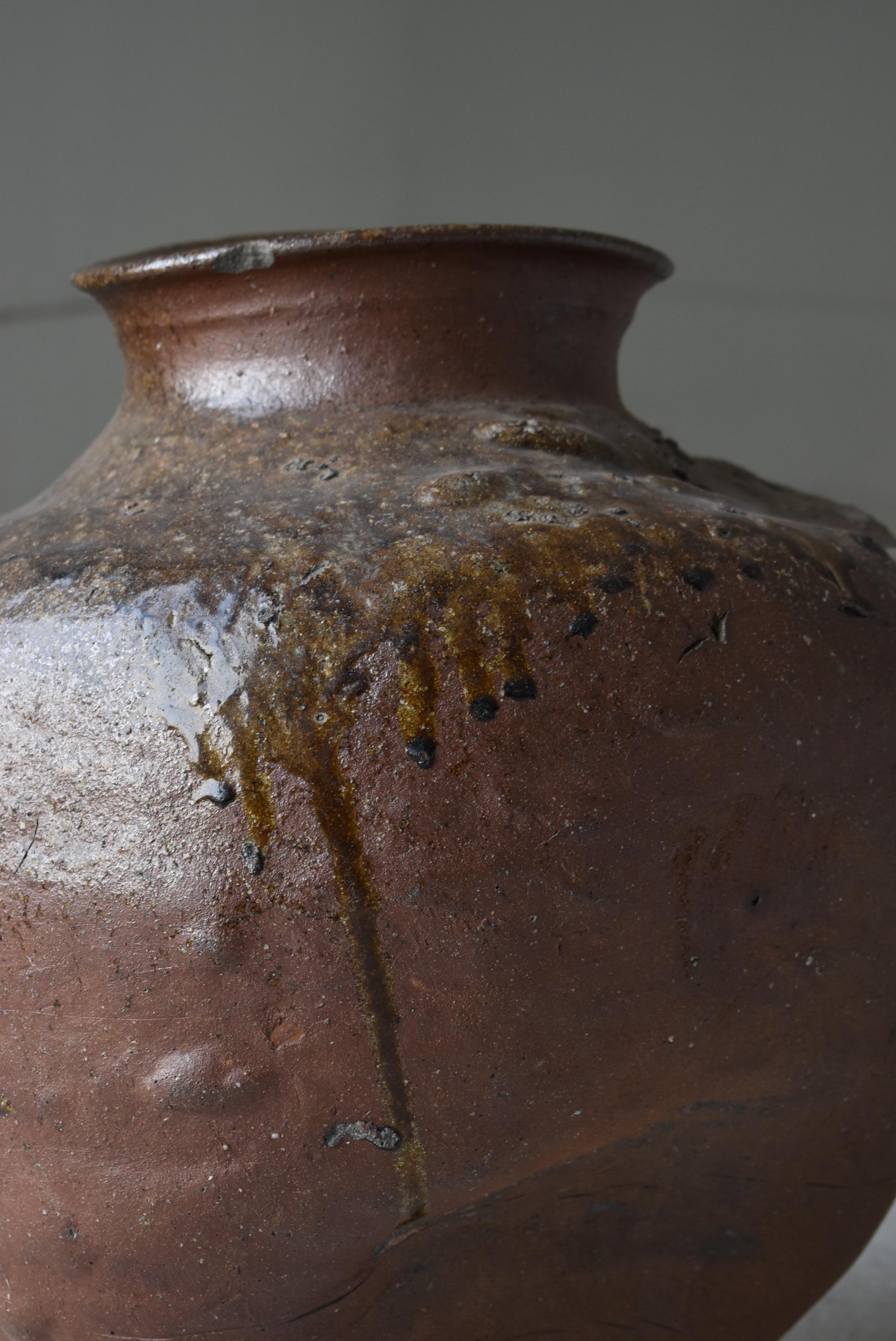 1700s-1850s Japanese Antique Tsubo Tokoname / Wabisabi-Art Ceramic Jar Vase 1
