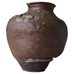 1700s-1850s Japanese Antique Tsubo Tokoname / Wabisabi-Art Ceramic Jar Vase