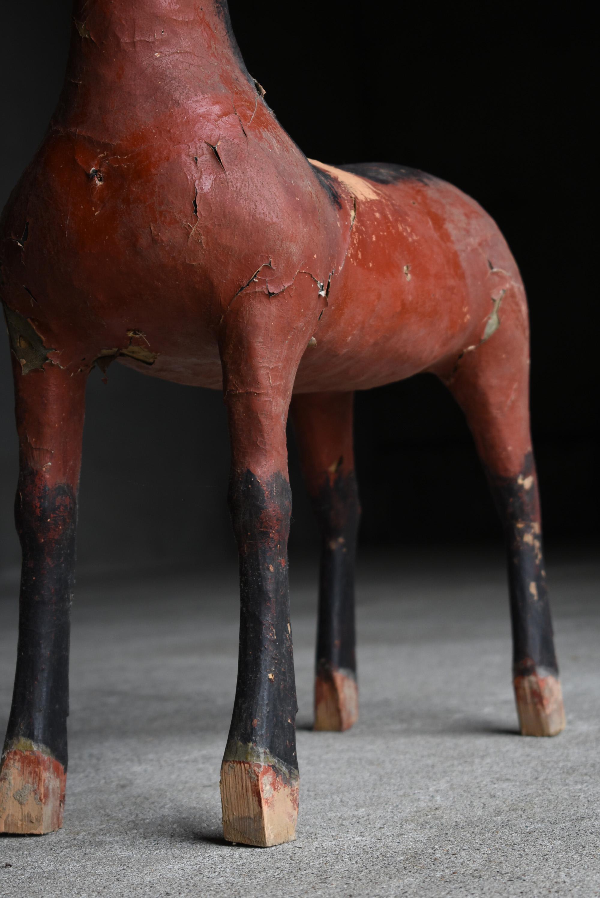Japanese old horse sculpture Edo Period /Wooden Object  Wabisabi figurine 5