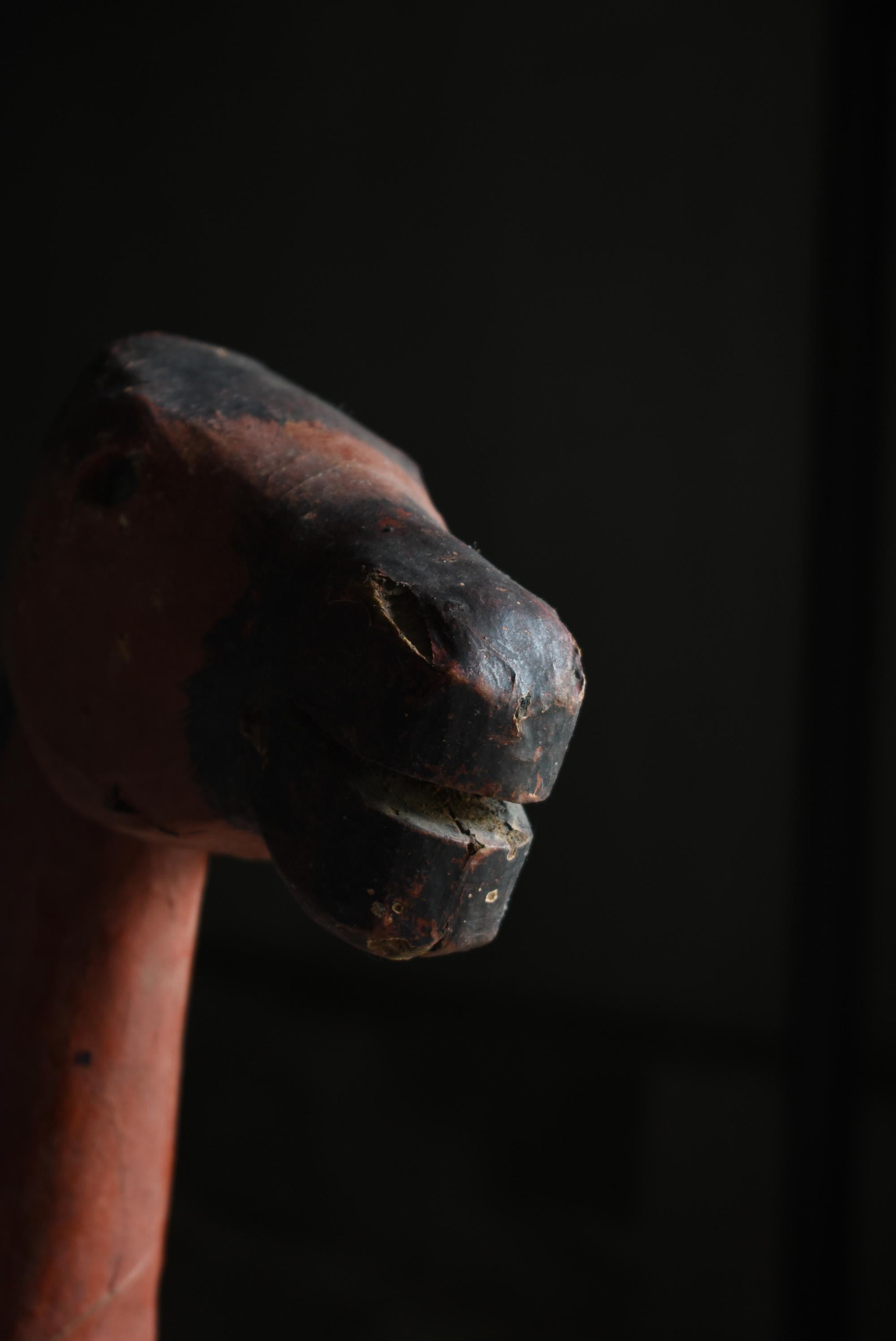 20th Century Japanese old horse sculpture Edo Period /Wooden Object  Wabisabi figurine