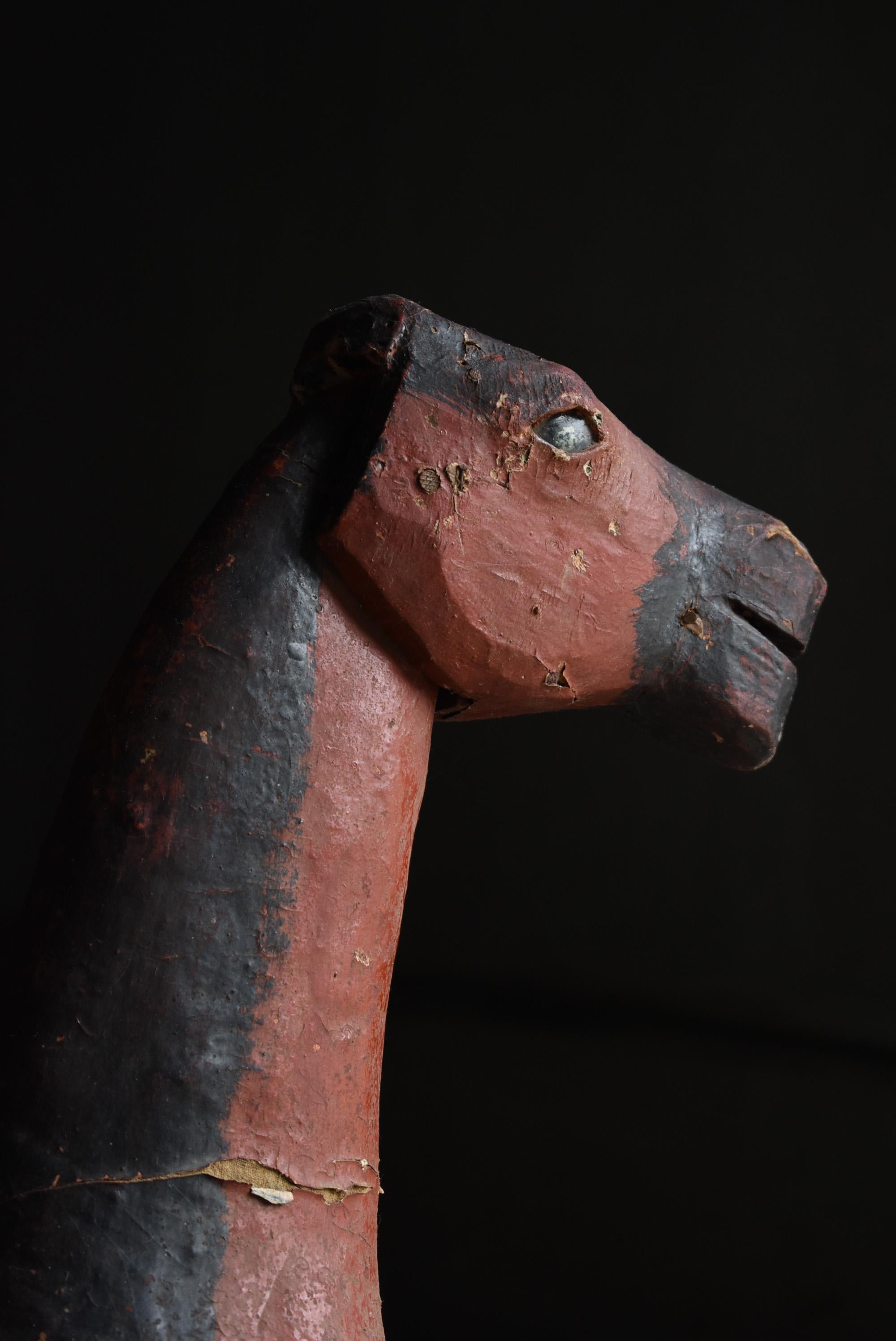 Japanese old horse sculpture Edo Period /Wooden Object  Wabisabi figurine 3