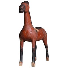 Japanese old horse sculpture Edo Period /Wooden Object  Wabisabi figurine