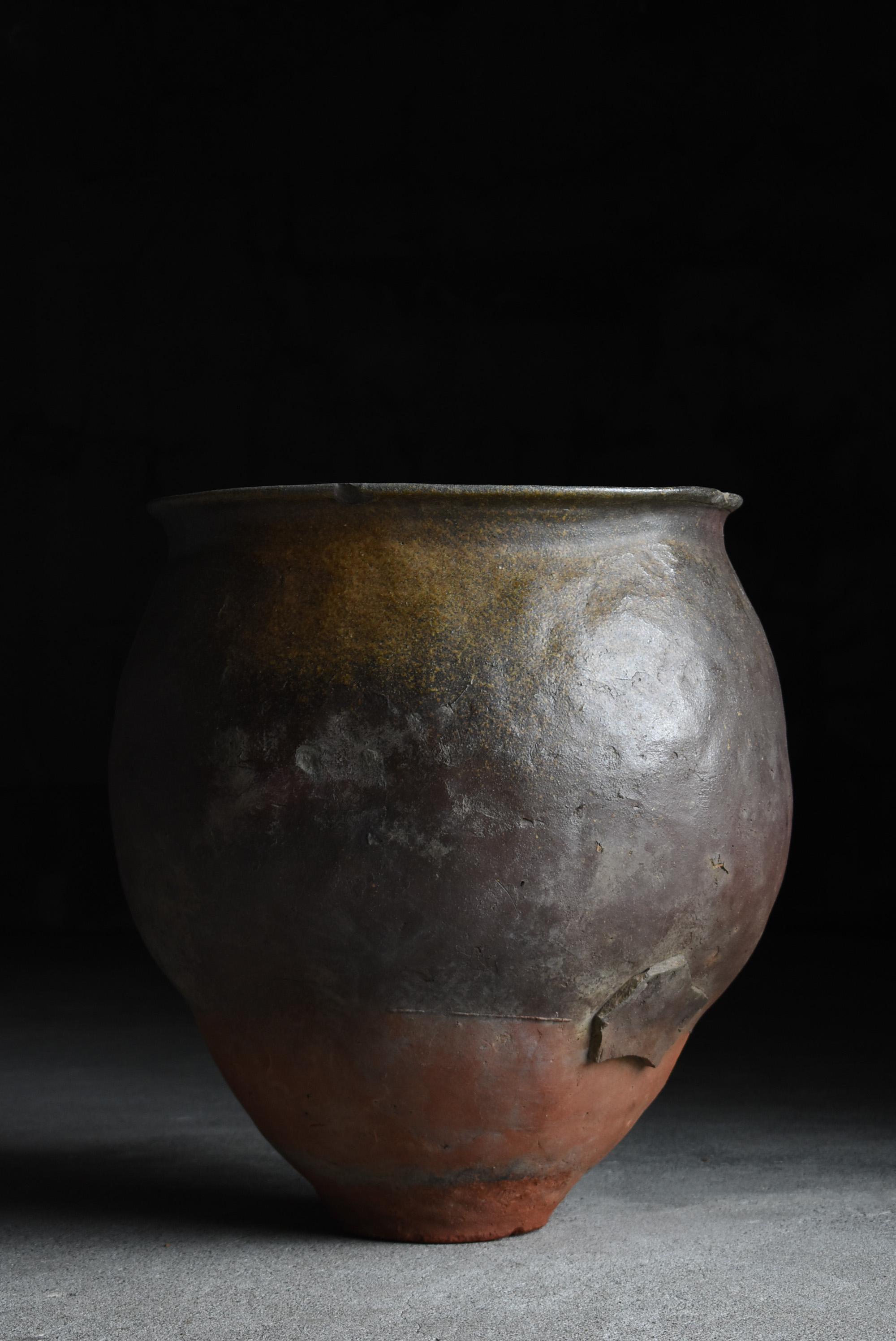 Japonisme 1700s-1860s Japanese Pottery Jar Edo Period Tsubo Ceramic Vase Wabisabi