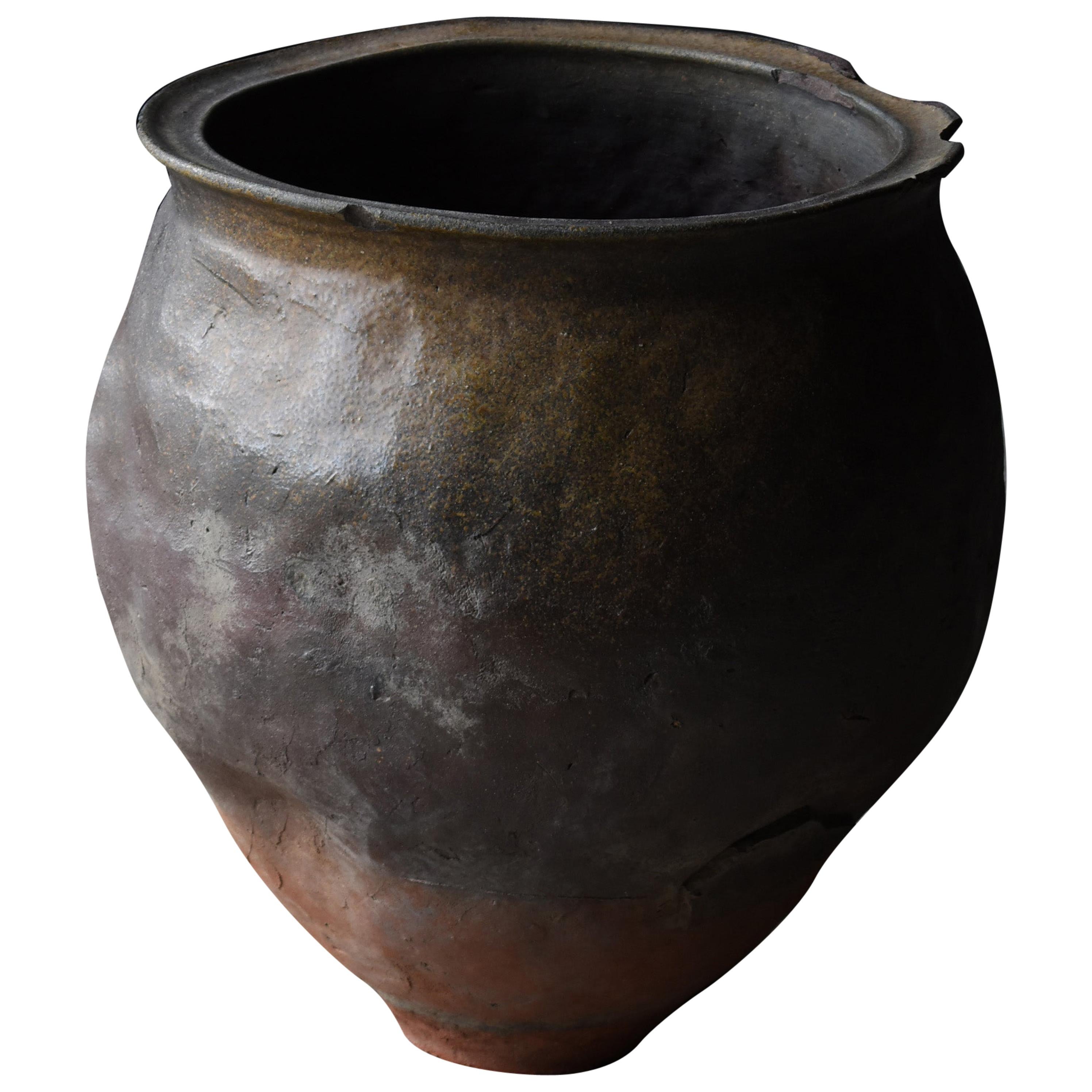 1700s-1860s Japanese Pottery Jar Edo Period Tsubo Ceramic Vase Wabisabi