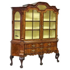1700's, 18th / 19th C. Antique Walnut, Glass Doors, Dutch Display Cabinet!!