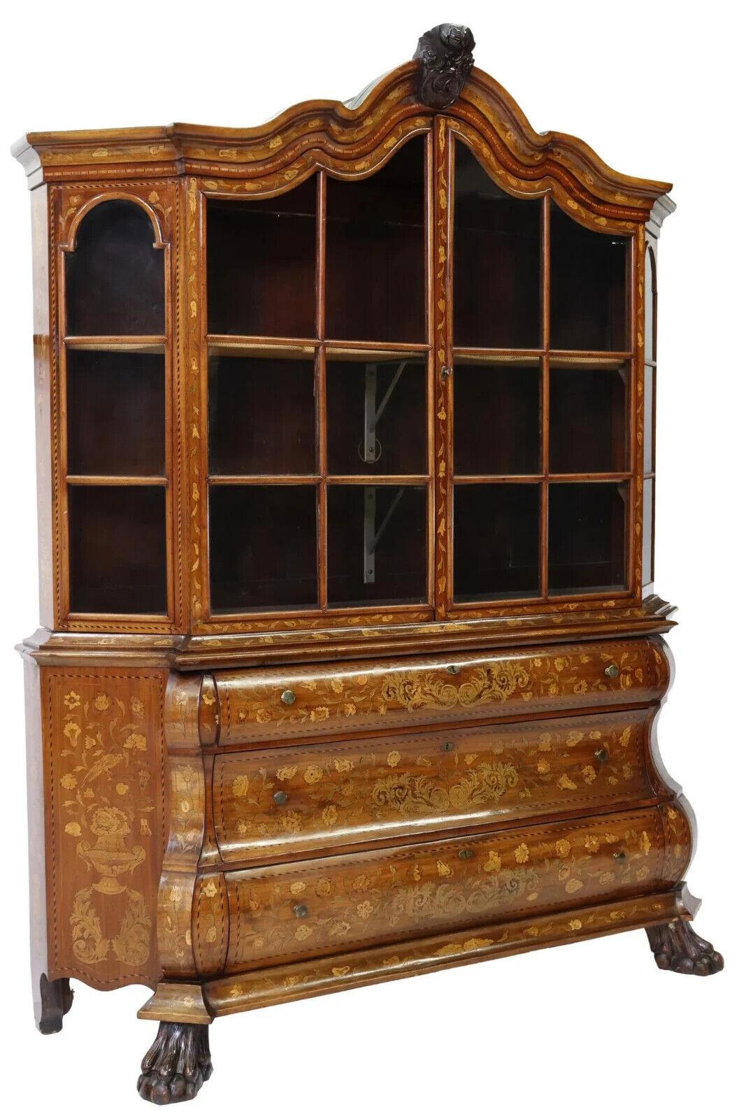 Other 1700s Antique Dutch Marquetry, Inlaid, Display Vitrine on Chest!! For Sale