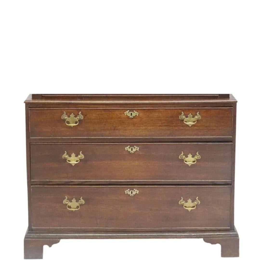 18th Century and Earlier 1700s Antique English Georgian Period, Oak, Cornice, 8 Drawers, Chest-on-chest! For Sale