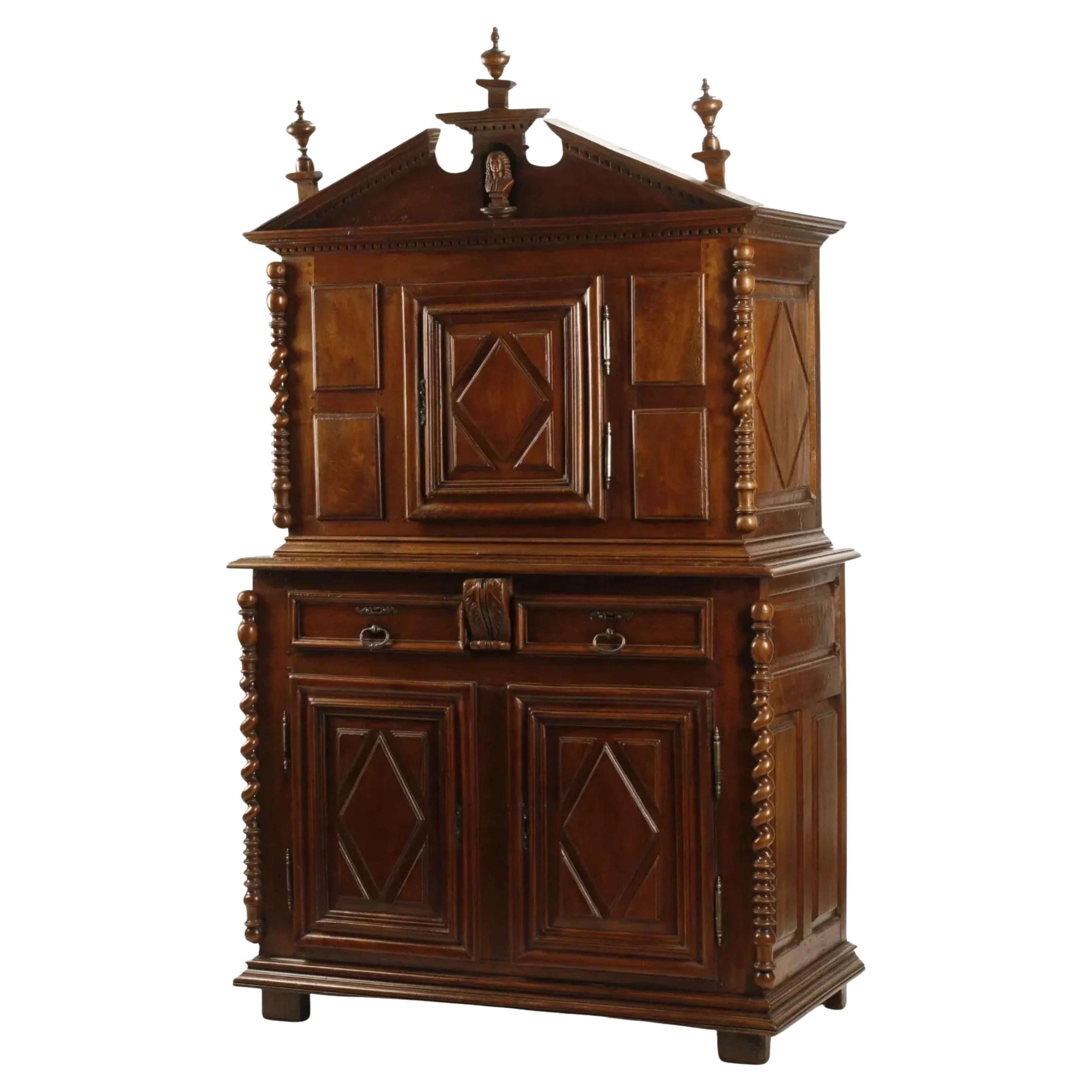 1700's Antique Louis XIII, Carved, 89" H., French Provincial Cabinet!!