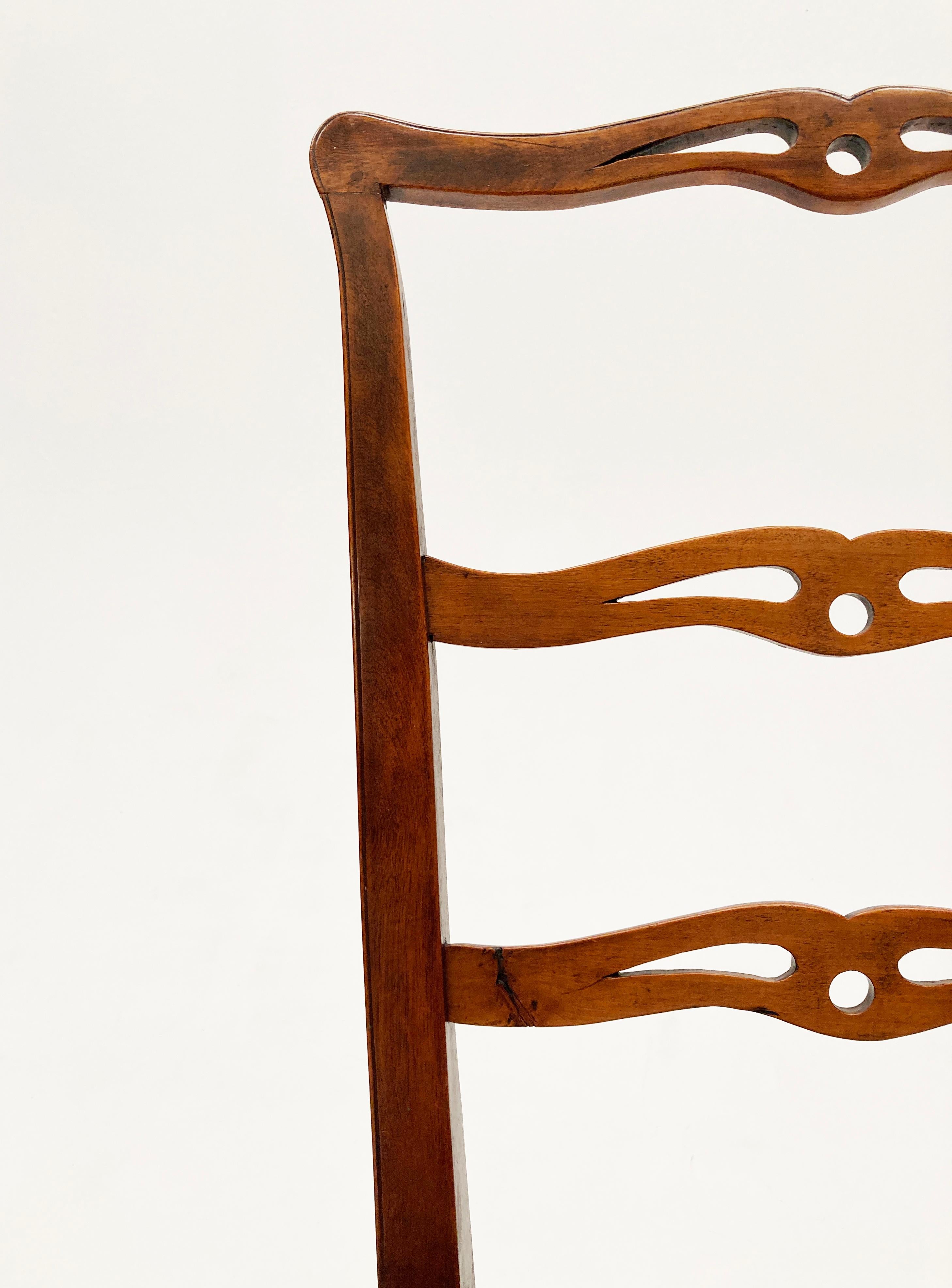 1700's Chippendale Style Country Ladder Ribbon-Back Maple Side Chairs, Pair For Sale 1