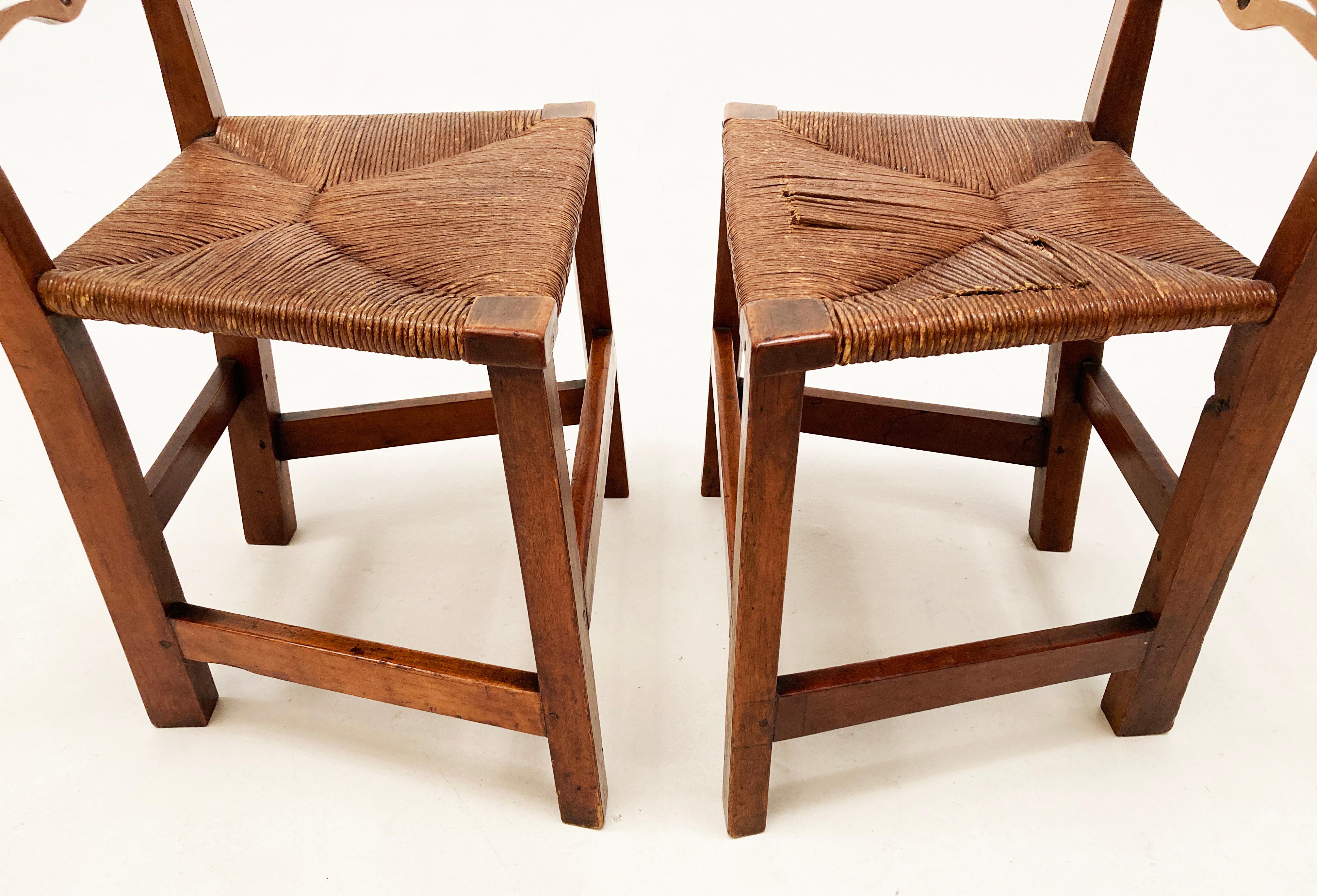 1700's Chippendale Style Country Ladder Ribbon-Back Maple Side Chairs, Pair For Sale 9