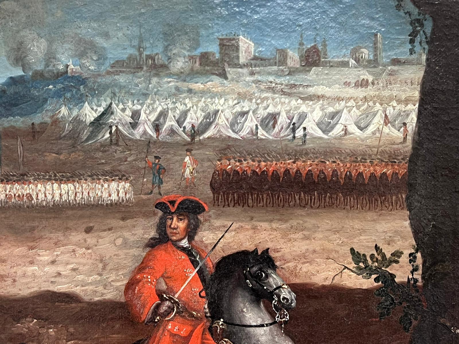 Französisches Ölgemälde, Kavallerie-Militärschlachten-Encampment-Soldaten zu Pferd, 18. Jahrhundert (Alte Meister), Painting, von 1700's French Old Master