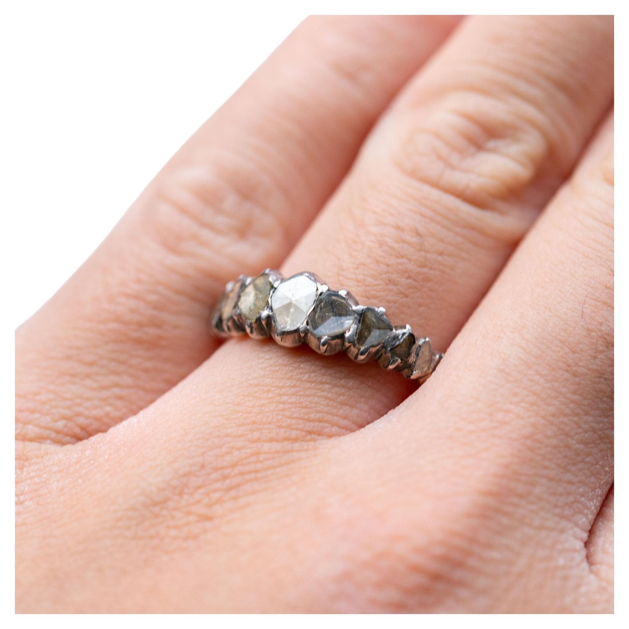 1700 Georgian Dutch Antique Rosecut Half Hoop Ring Heirloom Jewelry en venta