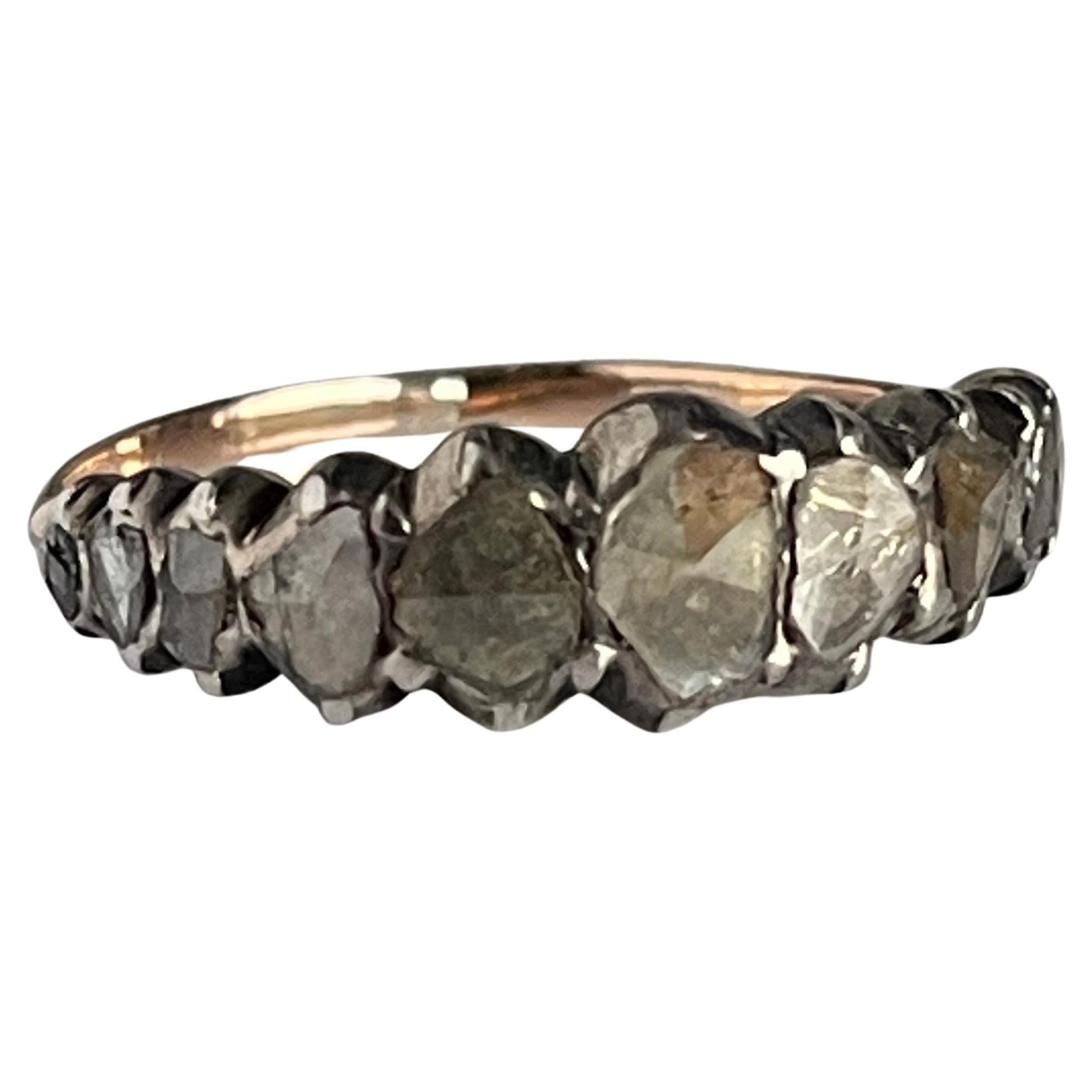 1700
s Georgian Dutch Antique Rosecut Half Hoop Ring Heirloom Jewelry