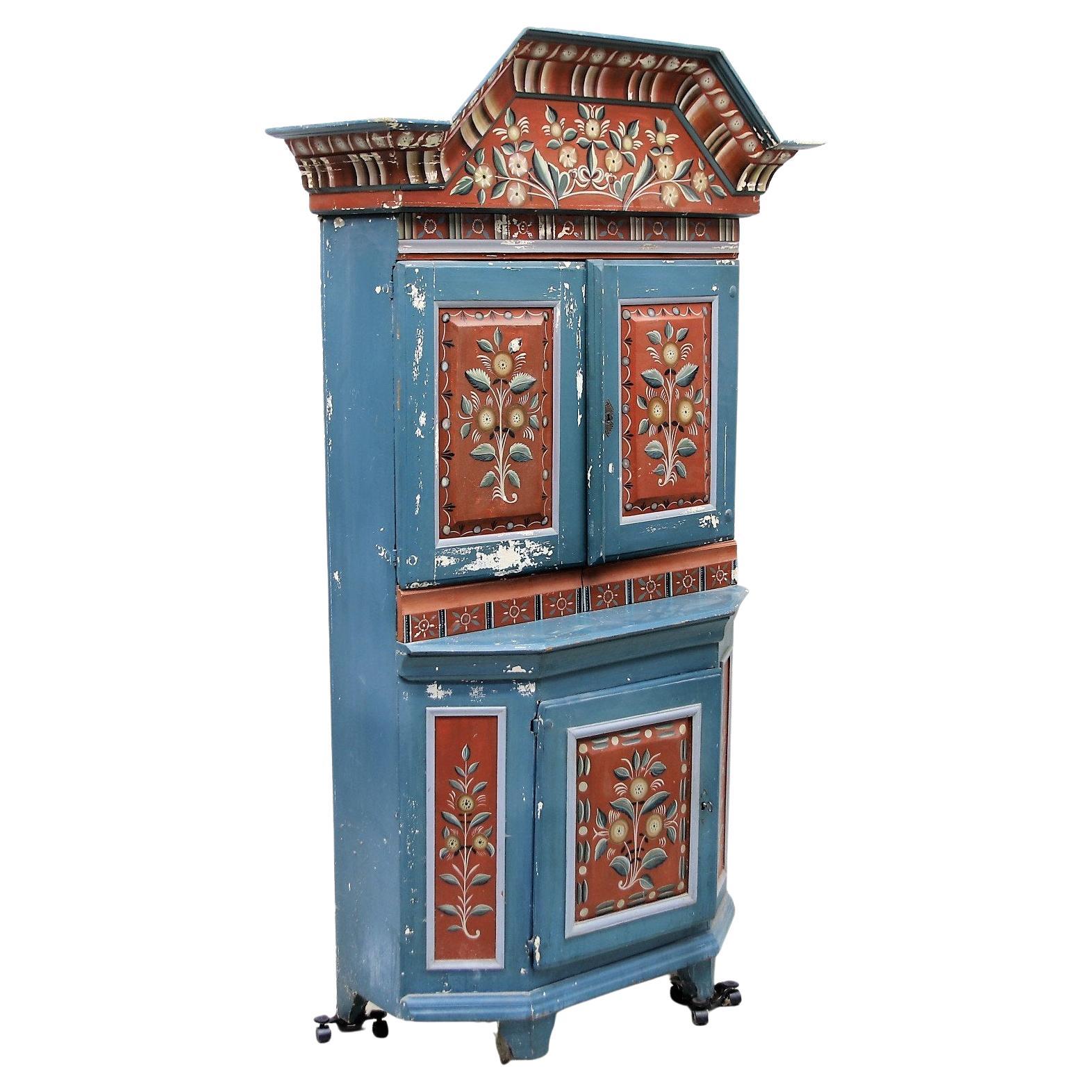 1700s Painted Folklore Cabinet