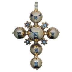 1700s Table Cut Diamond Gold Cross Pendant