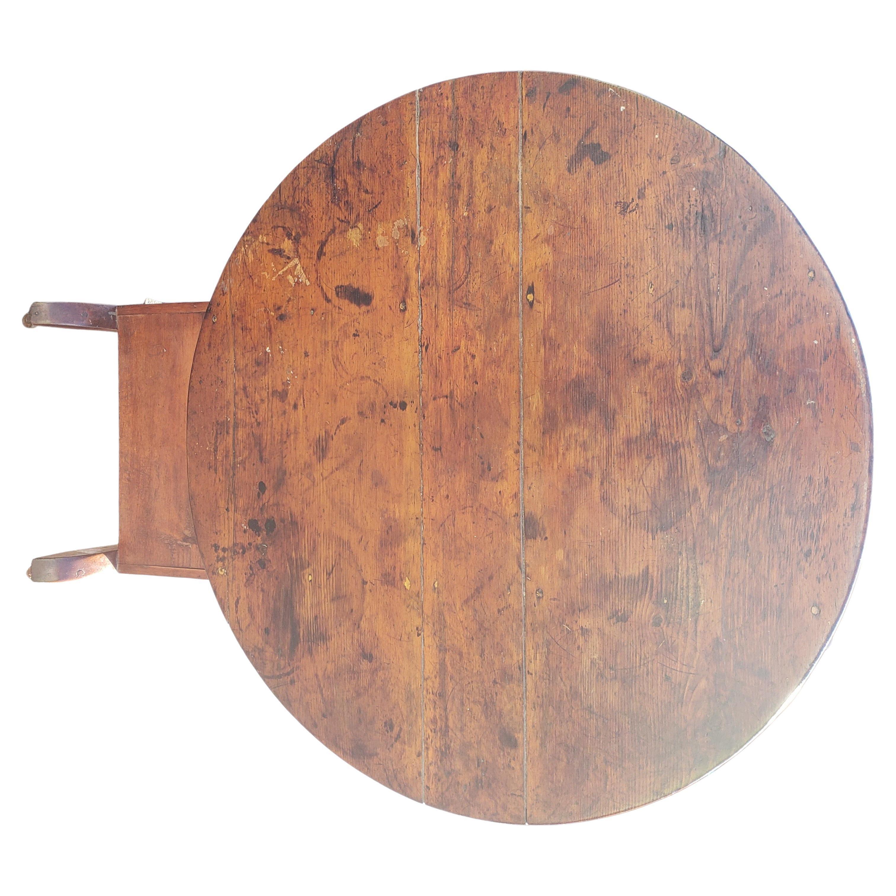 Georgian 1700s Tilt Top Oak Chair Table with Storage For Sale