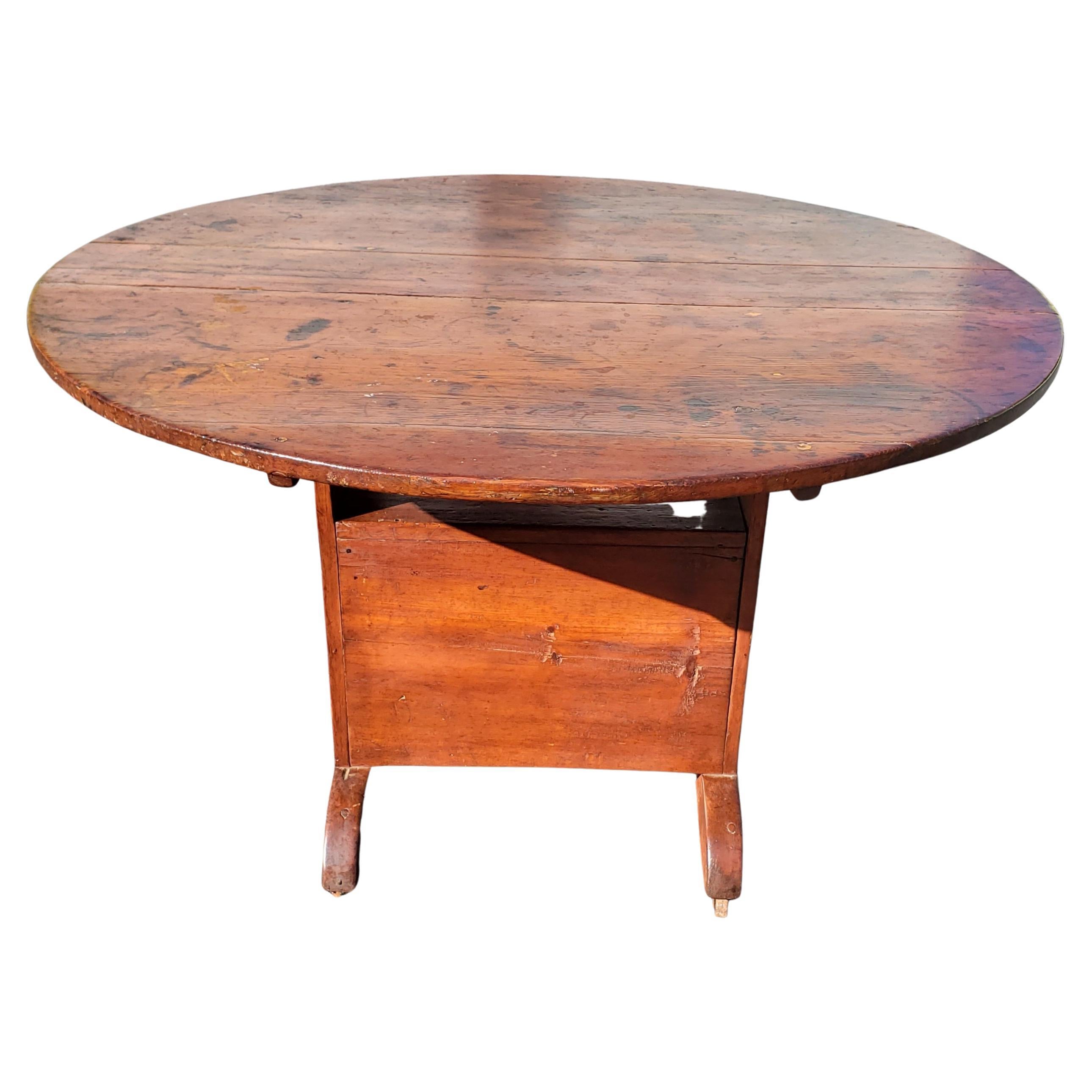 English 1700s Tilt Top Oak Chair Table with Storage For Sale
