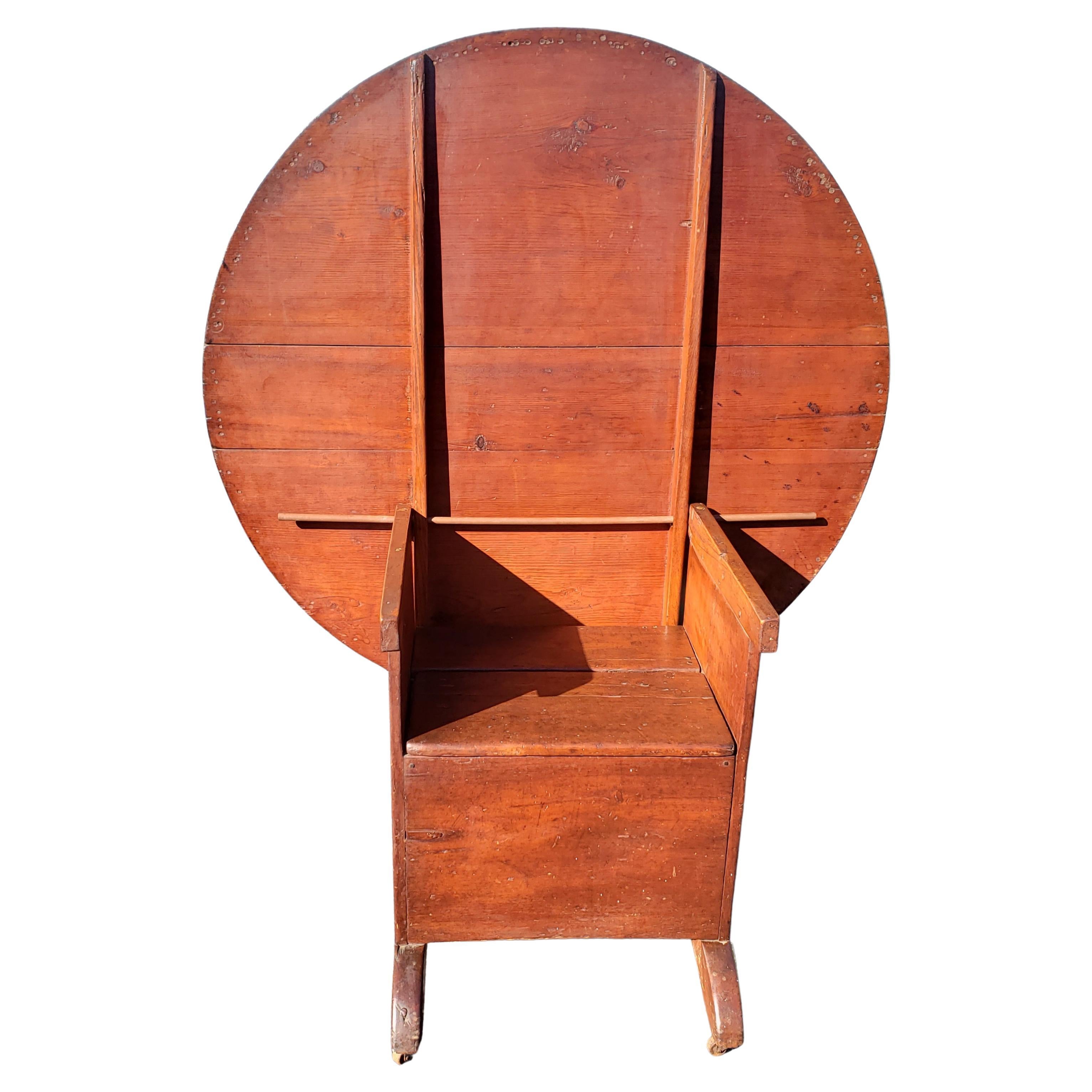 1700s Tilt Top Oak Chair Table with Storage For Sale