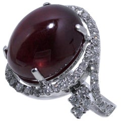 Pink Tourmaline 17.01 Carat Cocktail Ring with Diamonds in 18k White Gold