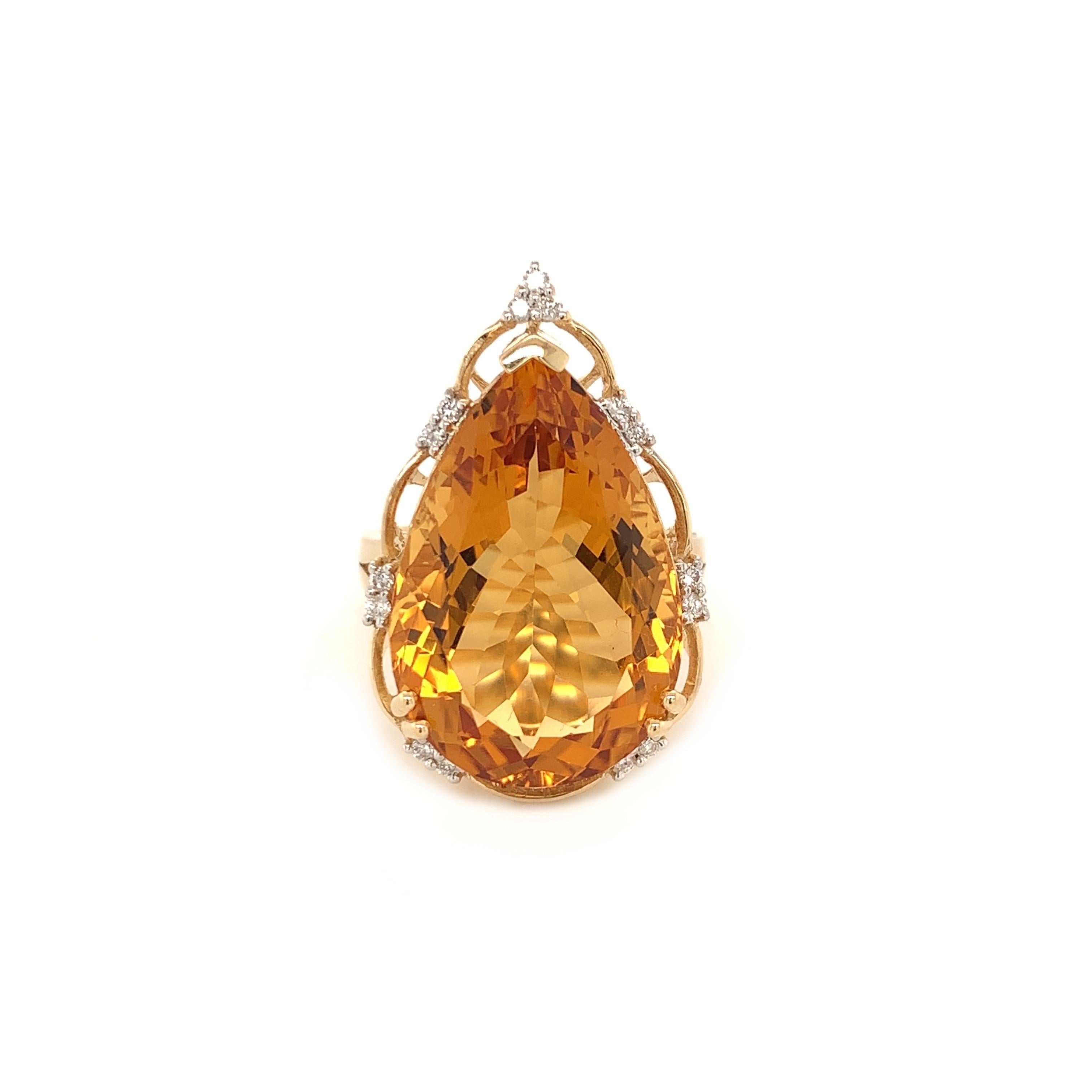 17.03 Carat Citrine Cocktail Ring In New Condition For Sale In Richmond, BC