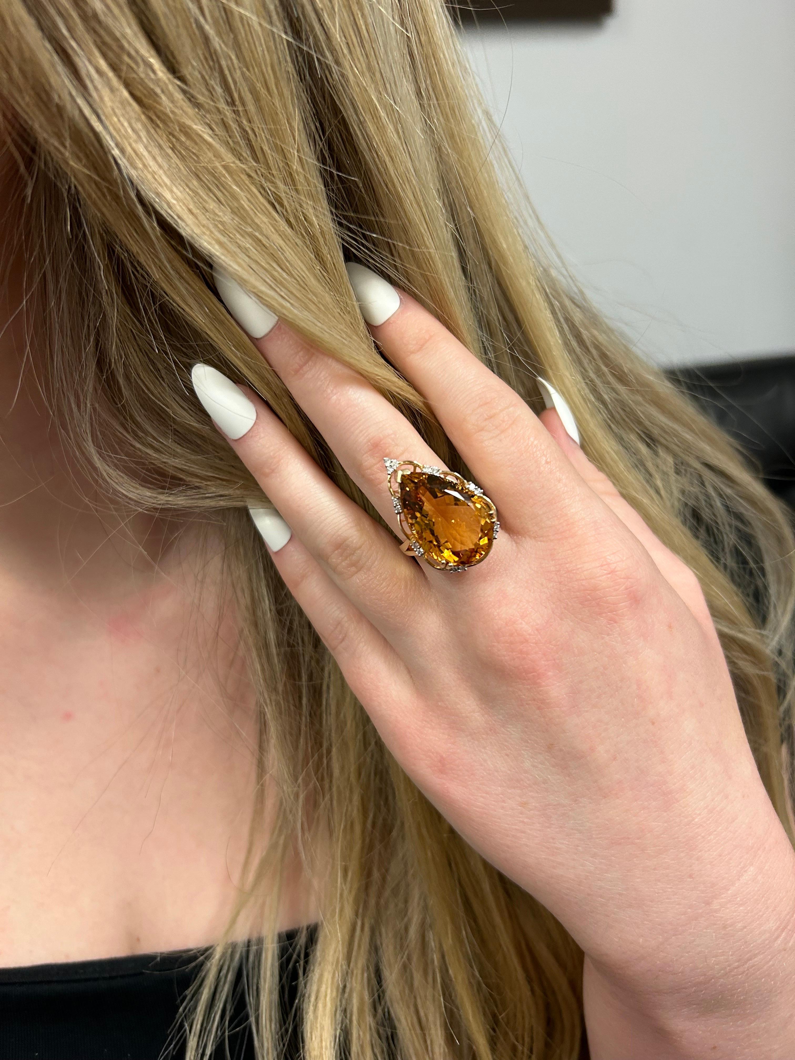 17.03 Carat Citrine Cocktail Ring For Sale 1