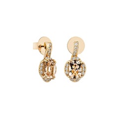 Sunita Nahata Morganite 1.70ct. Drop Earring in 18KRG with Diamond.