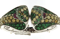 Paolo Piovan Cabro: 18 Karat Weißgold Paolo Piovan  Armband Diamanten, Tsavorit, Rubin