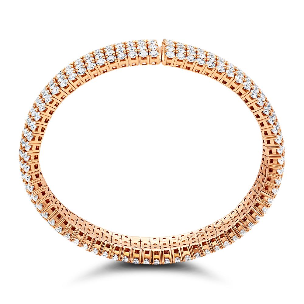 17.05 Carat 18 Karat Rose Gold Flexible Diamond Bangle Bracelet In New Condition For Sale In Little Neck, NY