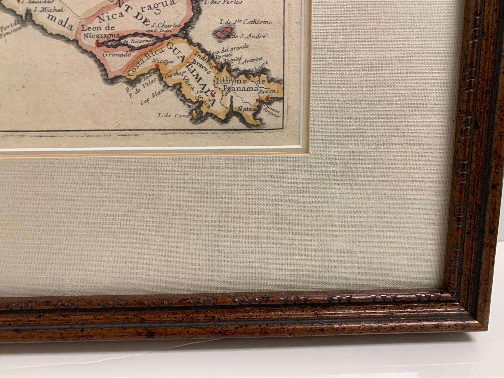 French 1705 Golfe de Mexico and Florida Framed Map For Sale