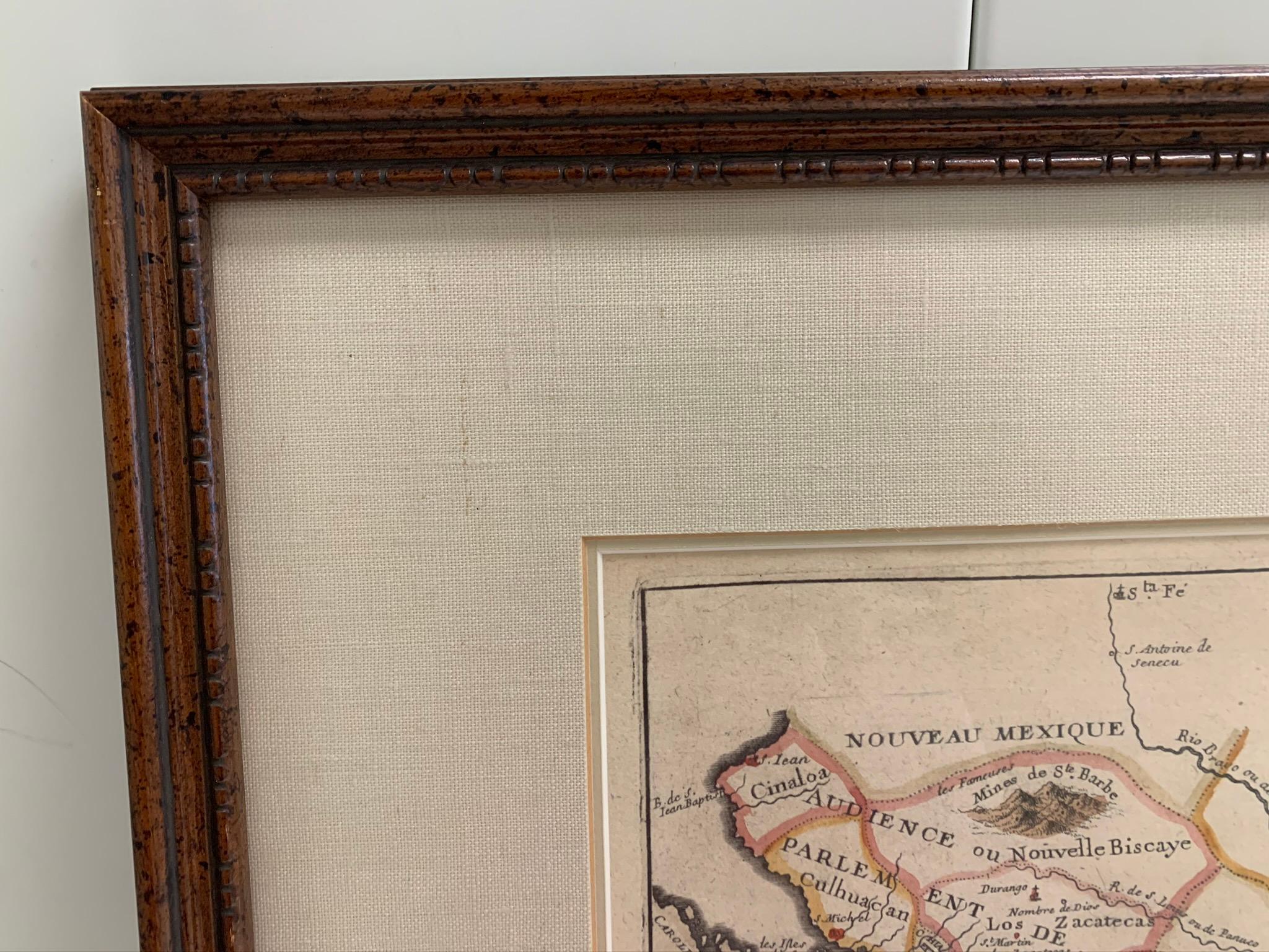 Early 18th Century 1705 Golfe de Mexico and Florida Framed Map For Sale