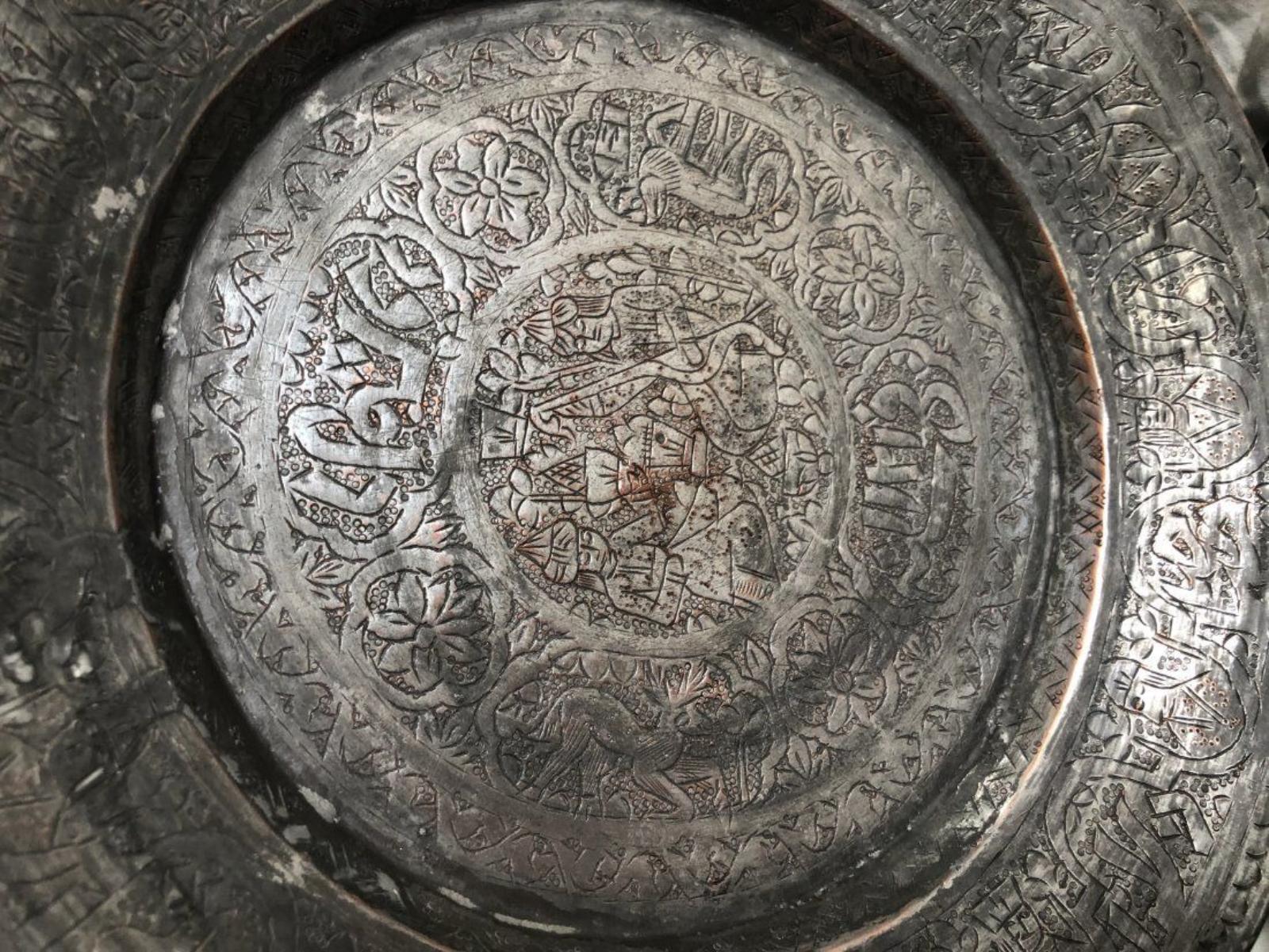 1705 Persian Safavid Tinned Copper Plate For Sale 9