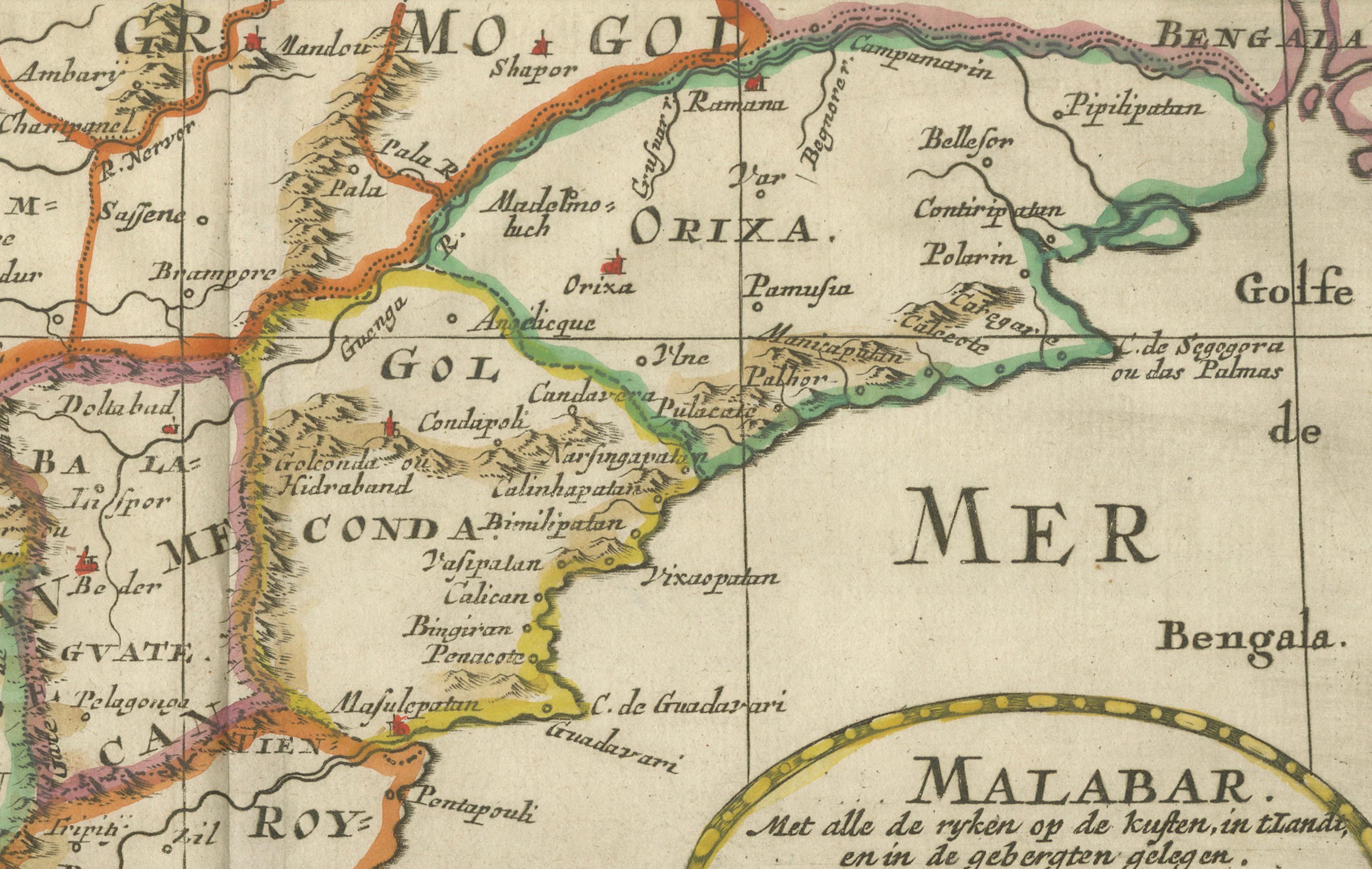 1705 Sanson Map of Southern India and Malabar with an Inset Map In Good Condition For Sale In Langweer, NL