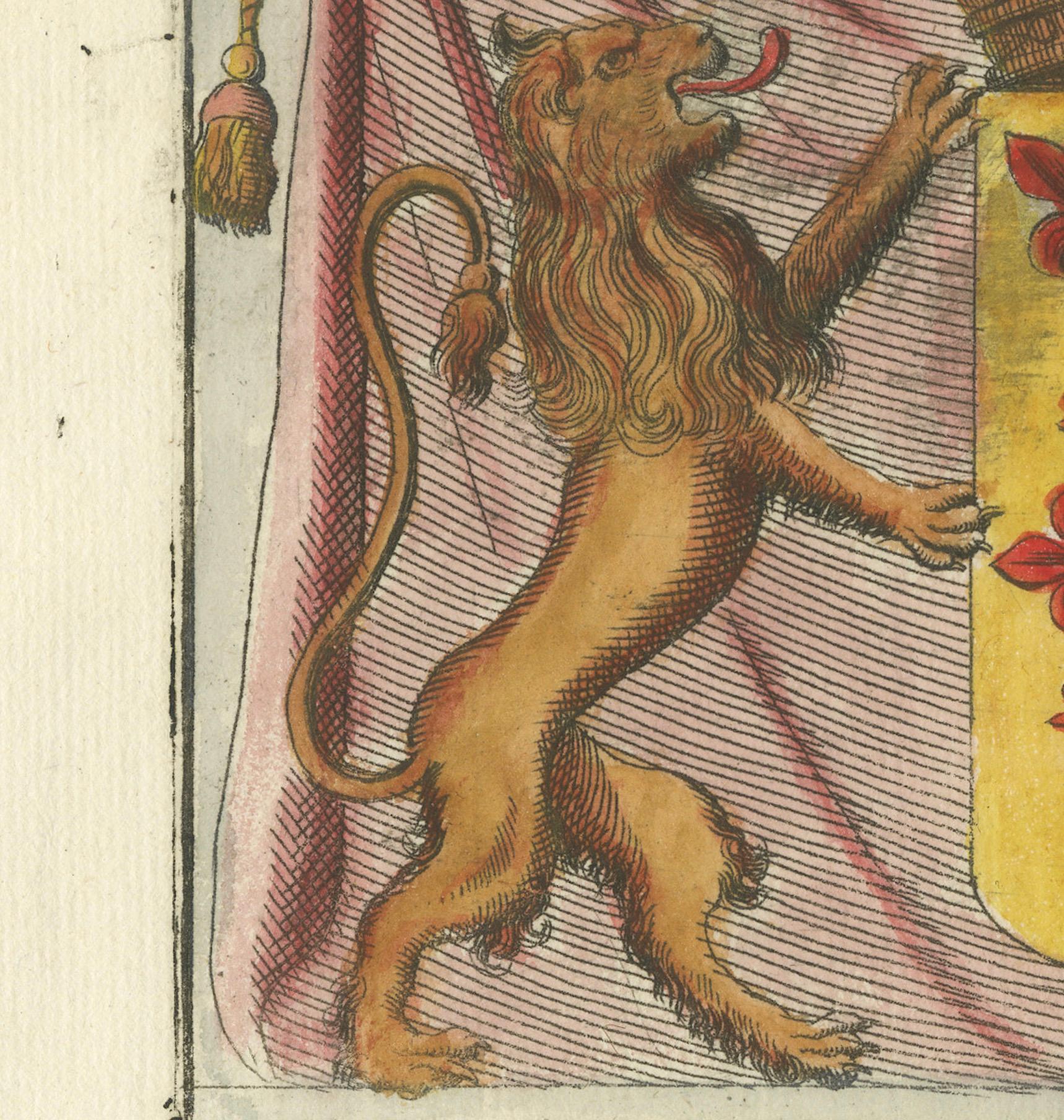 1706 Heraldische Gravur des schottischen Einhorns und der königlichen Wappen von Coronelli im Zustand „Gut“ im Angebot in Langweer, NL