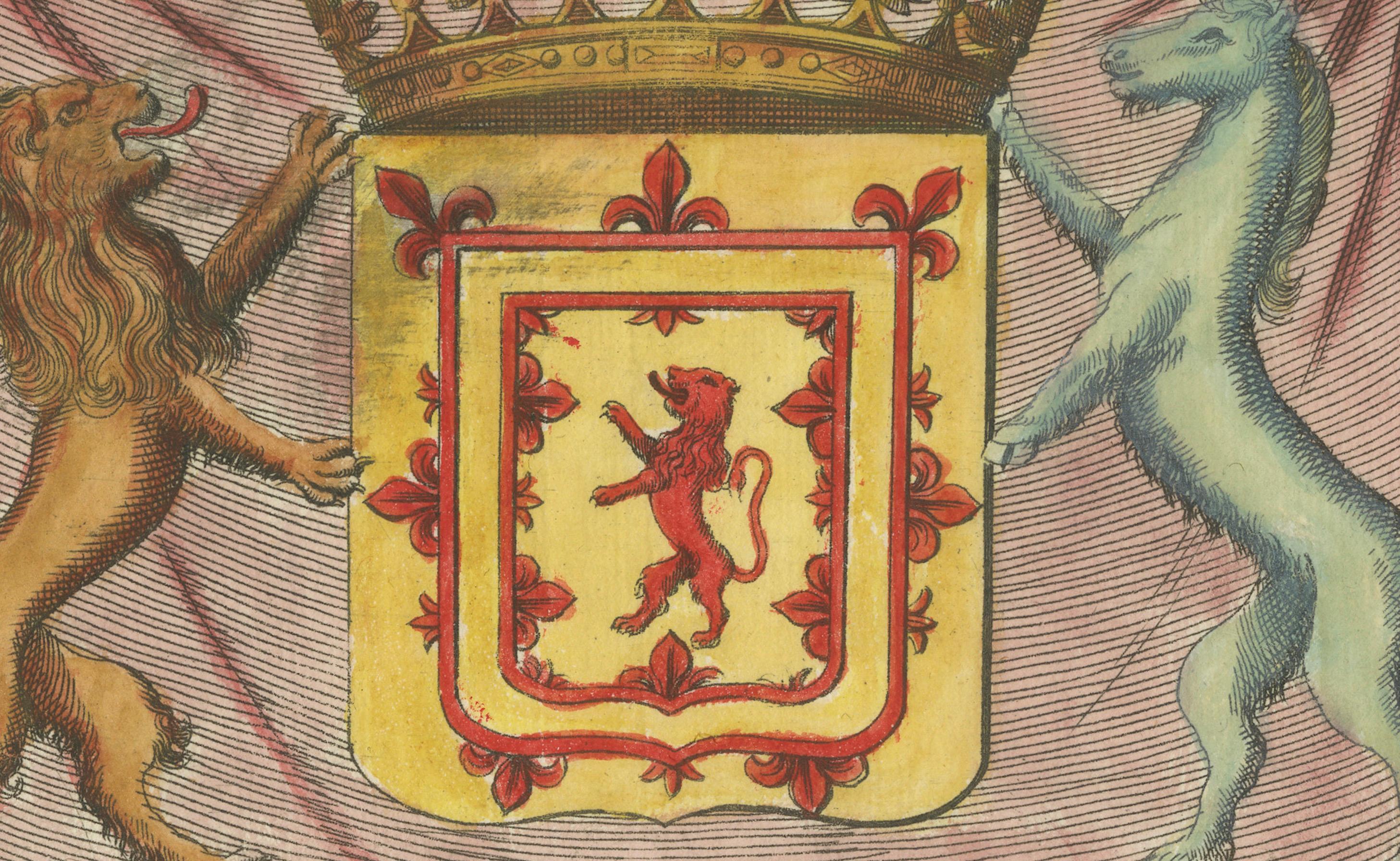 1706 Heraldische Gravur des schottischen Einhorns und der königlichen Wappen von Coronelli (Frühes 18. Jahrhundert) im Angebot