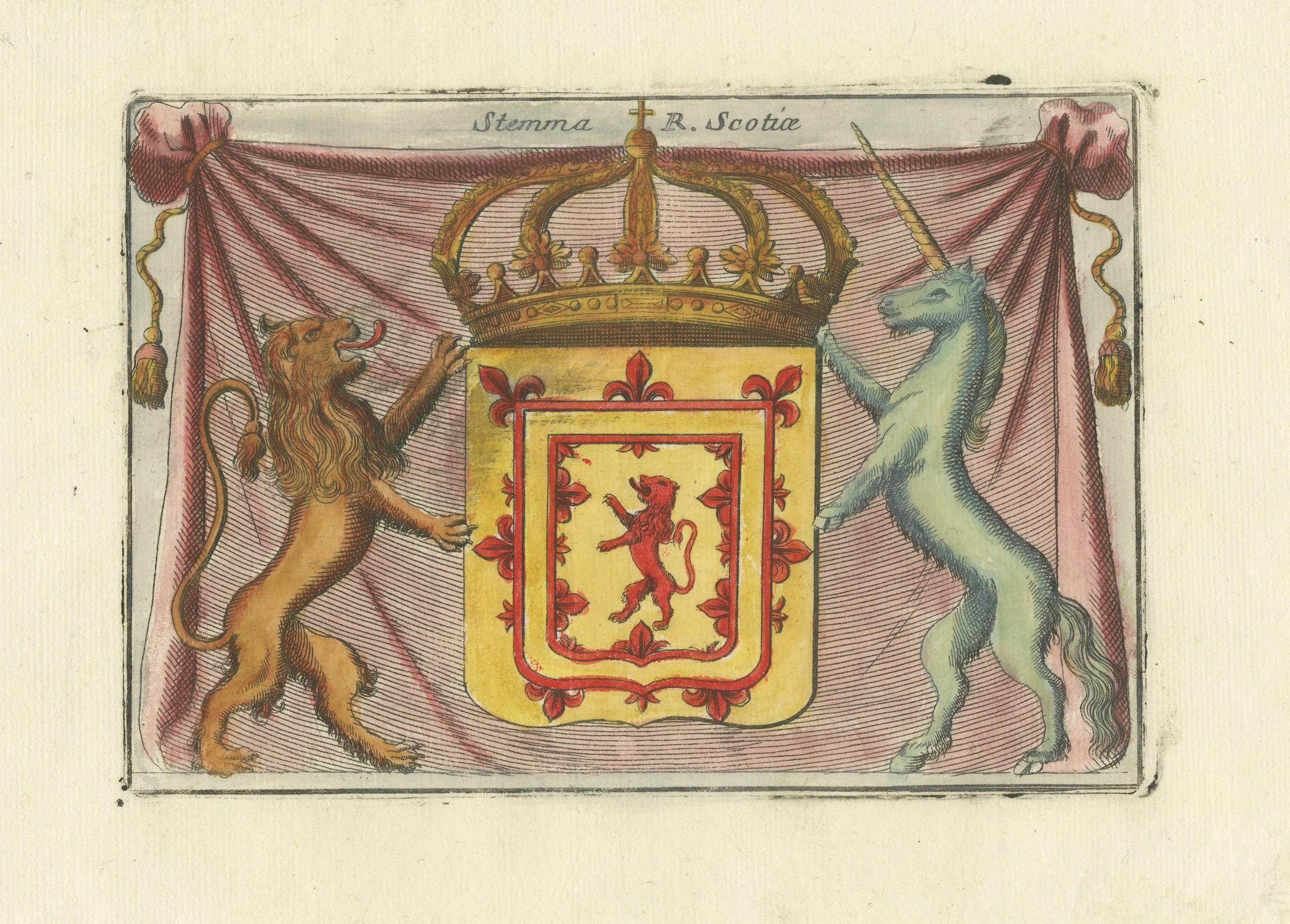 1706 Heraldische Gravur des schottischen Einhorns und der königlichen Wappen von Coronelli im Angebot 1