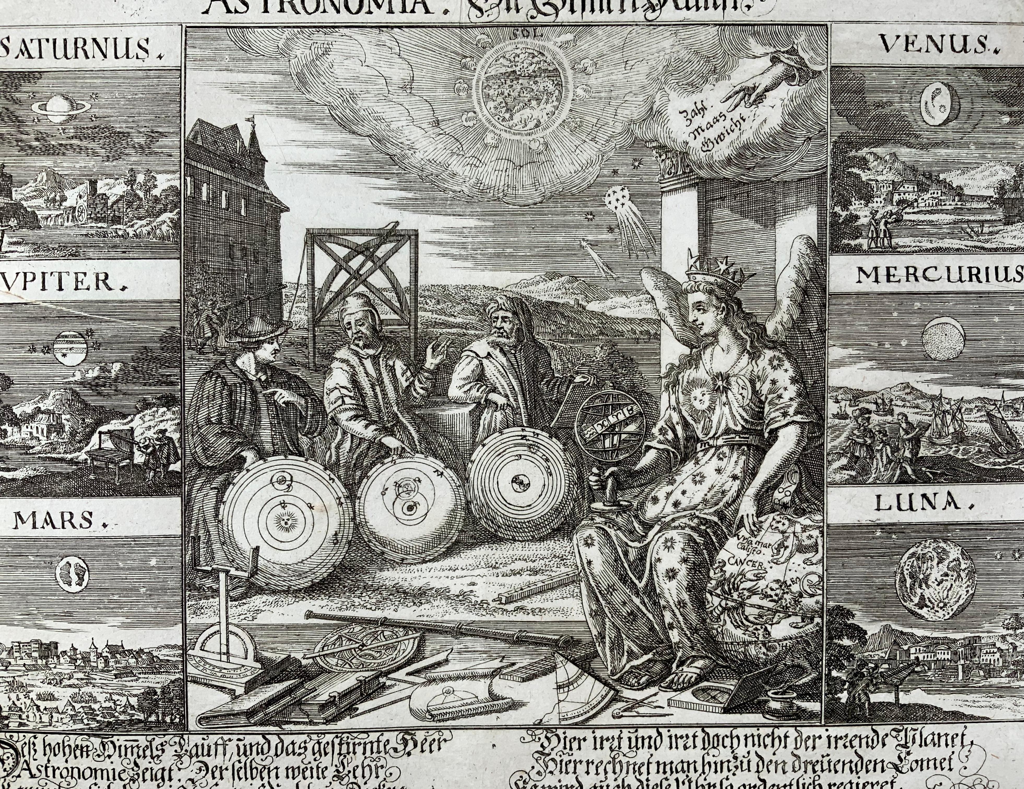Baroque 1707 Broadside, Joh. Meyer, Astronomia. Die Gestirn Kunst [Astronomy], Folio For Sale