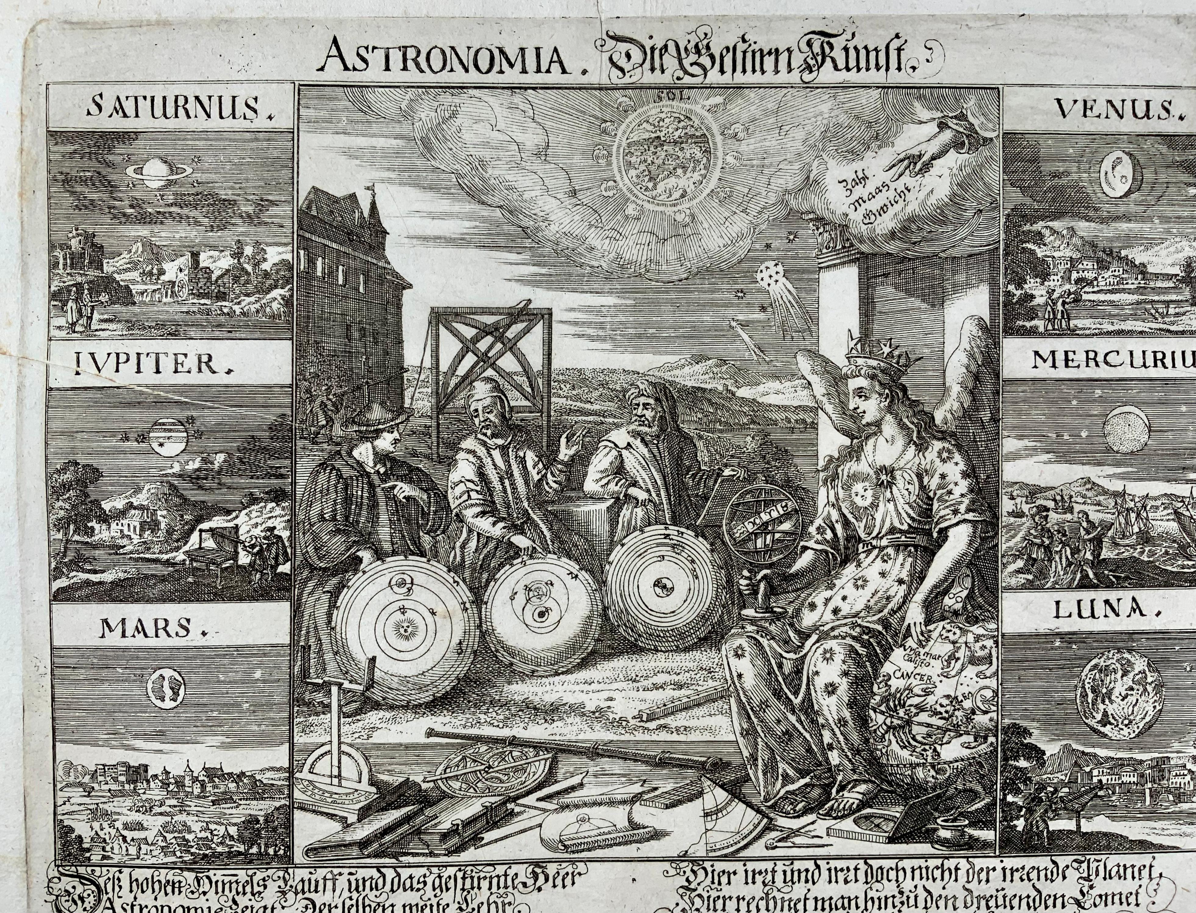 Swiss 1707 Broadside, Joh. Meyer, Astronomia. Die Gestirn Kunst [Astronomy], Folio For Sale