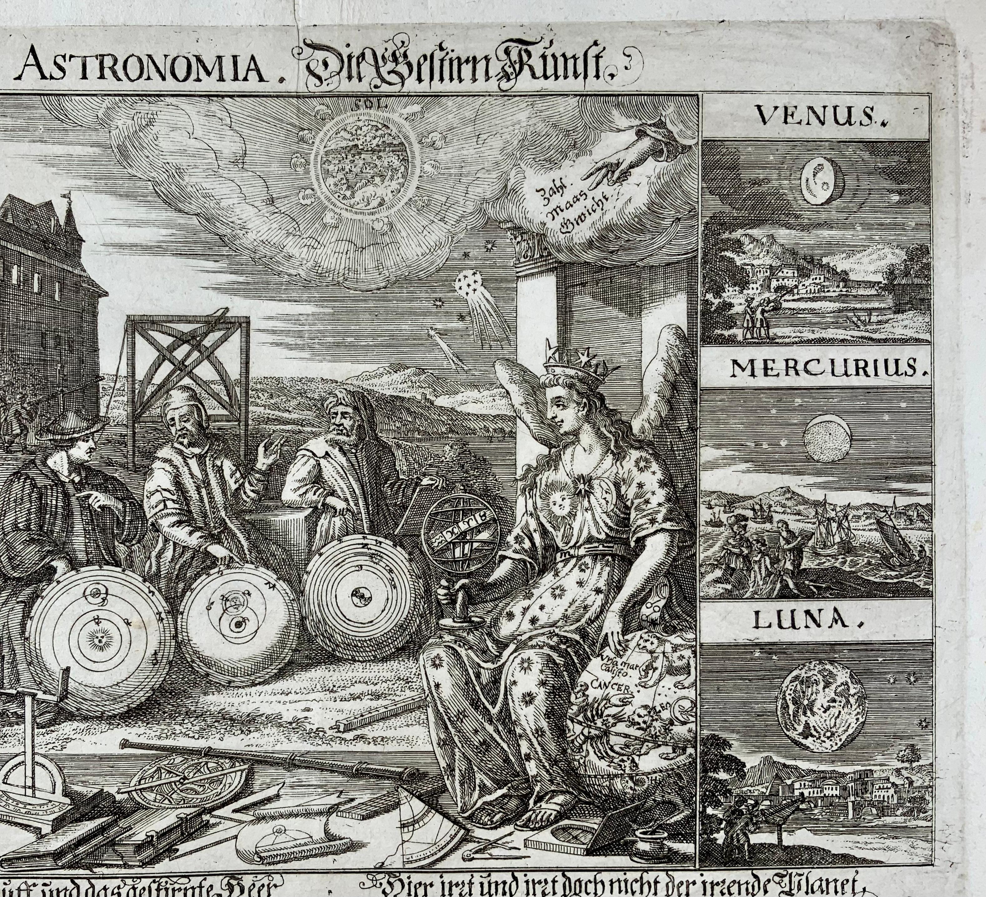 Etched 1707 Broadside, Joh. Meyer, Astronomia. Die Gestirn Kunst [Astronomy], Folio For Sale