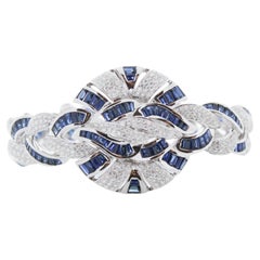 17.08CTW Blue Sapphire Gemstone Bracelet in 18k White Gold