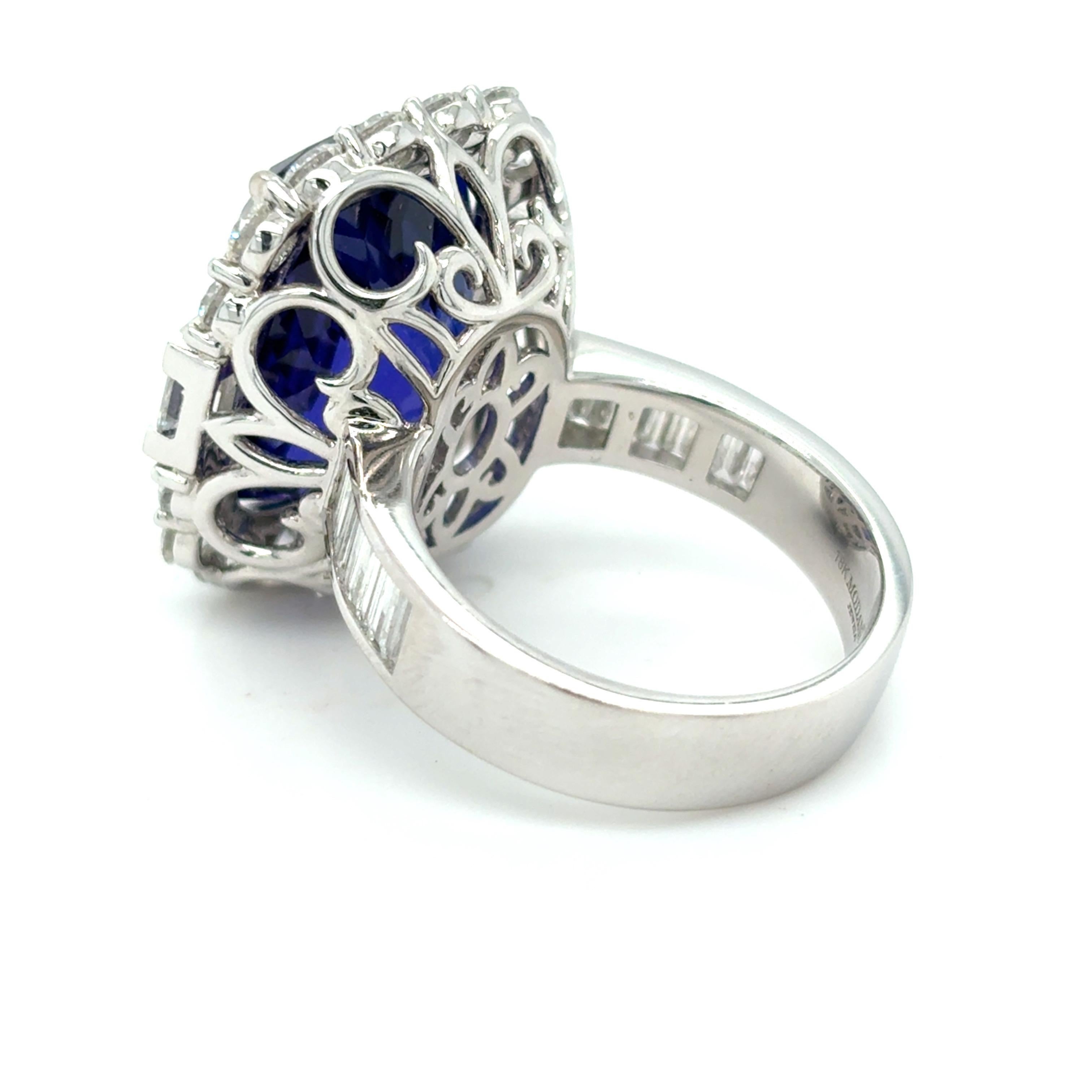 17,09 Karat Cushion Cut Tansanit Diamant Cocktail Ring im Angebot 4