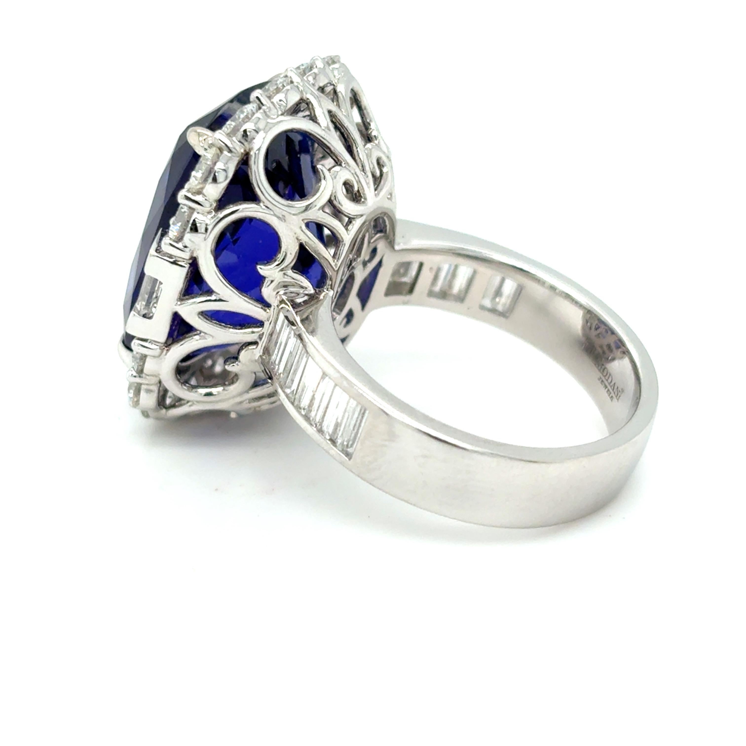 17,09 Karat Cushion Cut Tansanit Diamant Cocktail Ring im Angebot 5