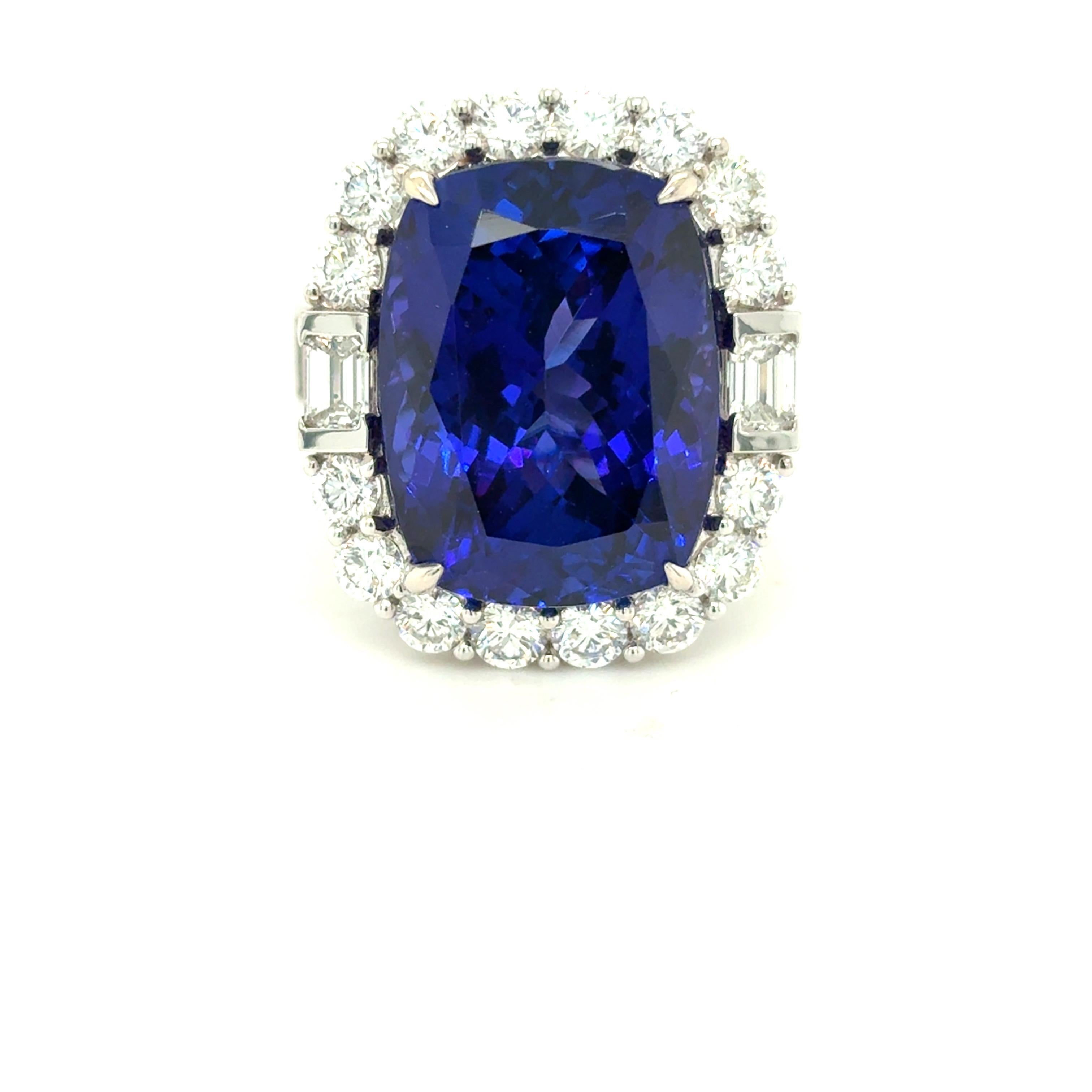17,09 Karat Cushion Cut Tansanit Diamant Cocktail Ring im Angebot 7