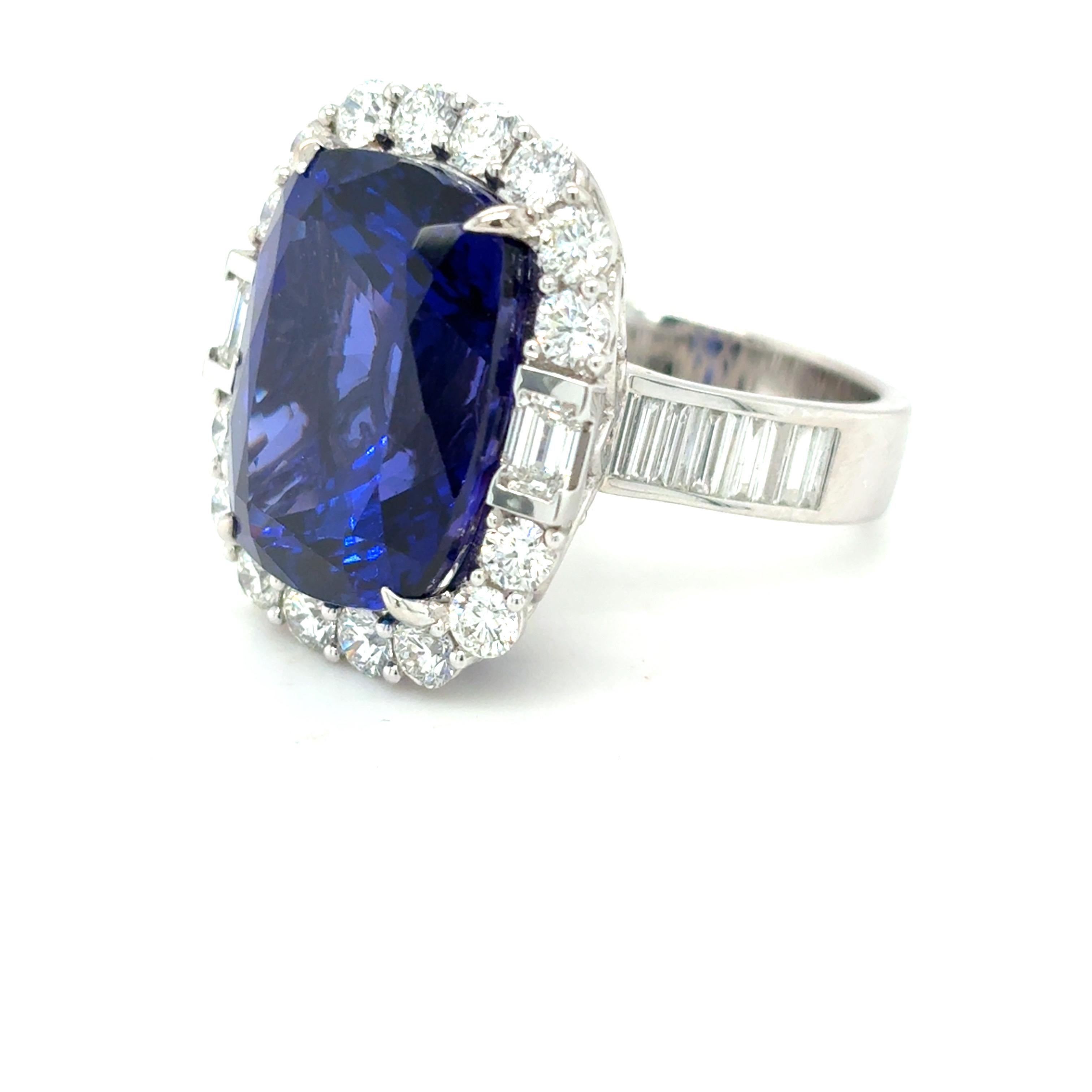 17,09 Karat Cushion Cut Tansanit Diamant Cocktail Ring im Angebot 9