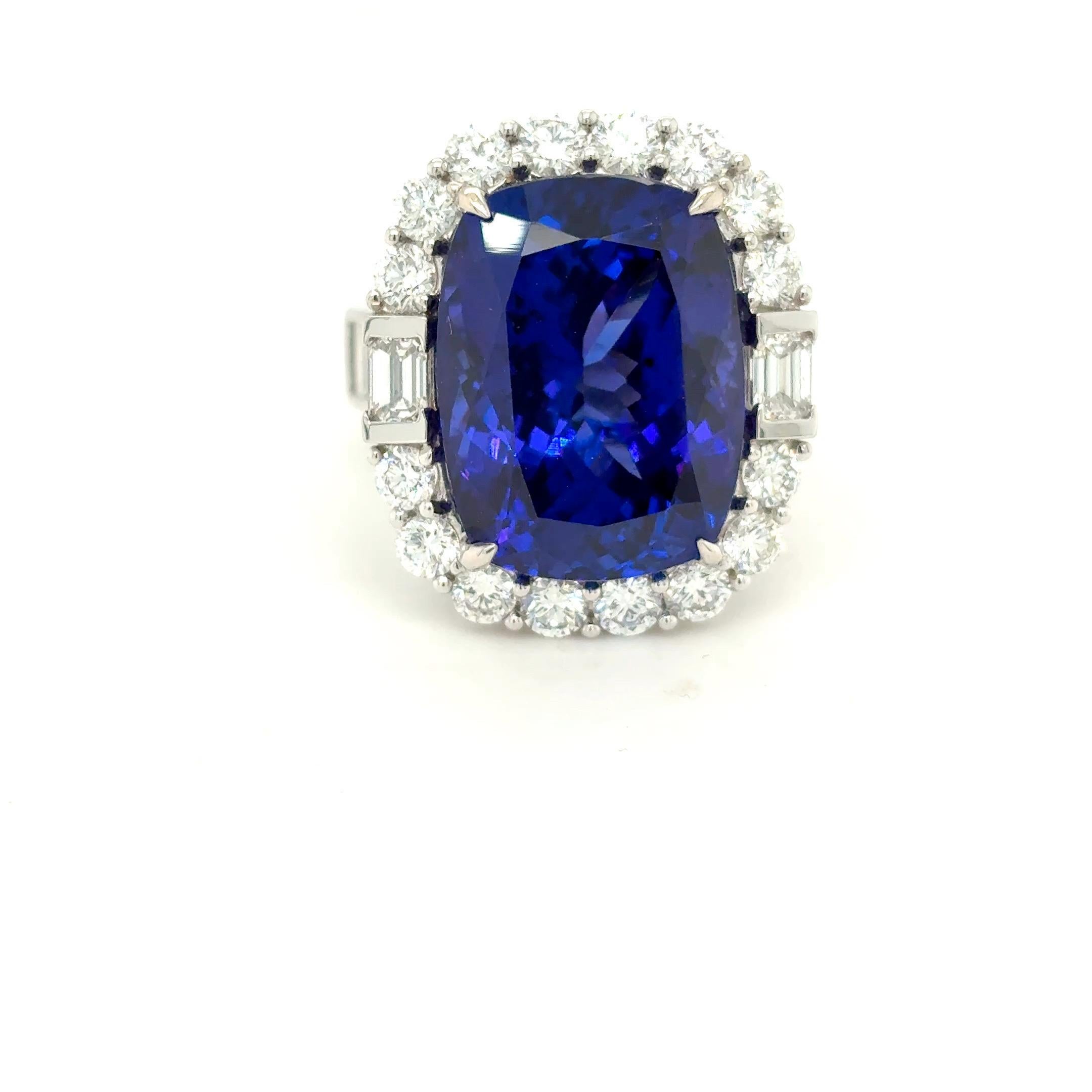 17,09 Karat Cushion Cut Tansanit Diamant Cocktail Ring im Angebot 11