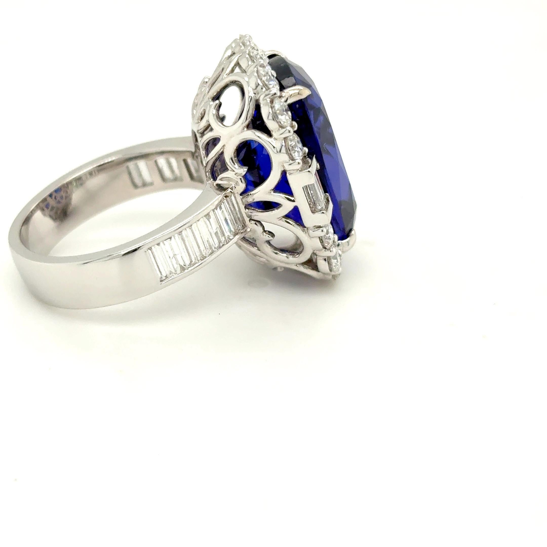 17,09 Karat Cushion Cut Tansanit Diamant Cocktail Ring im Angebot 12