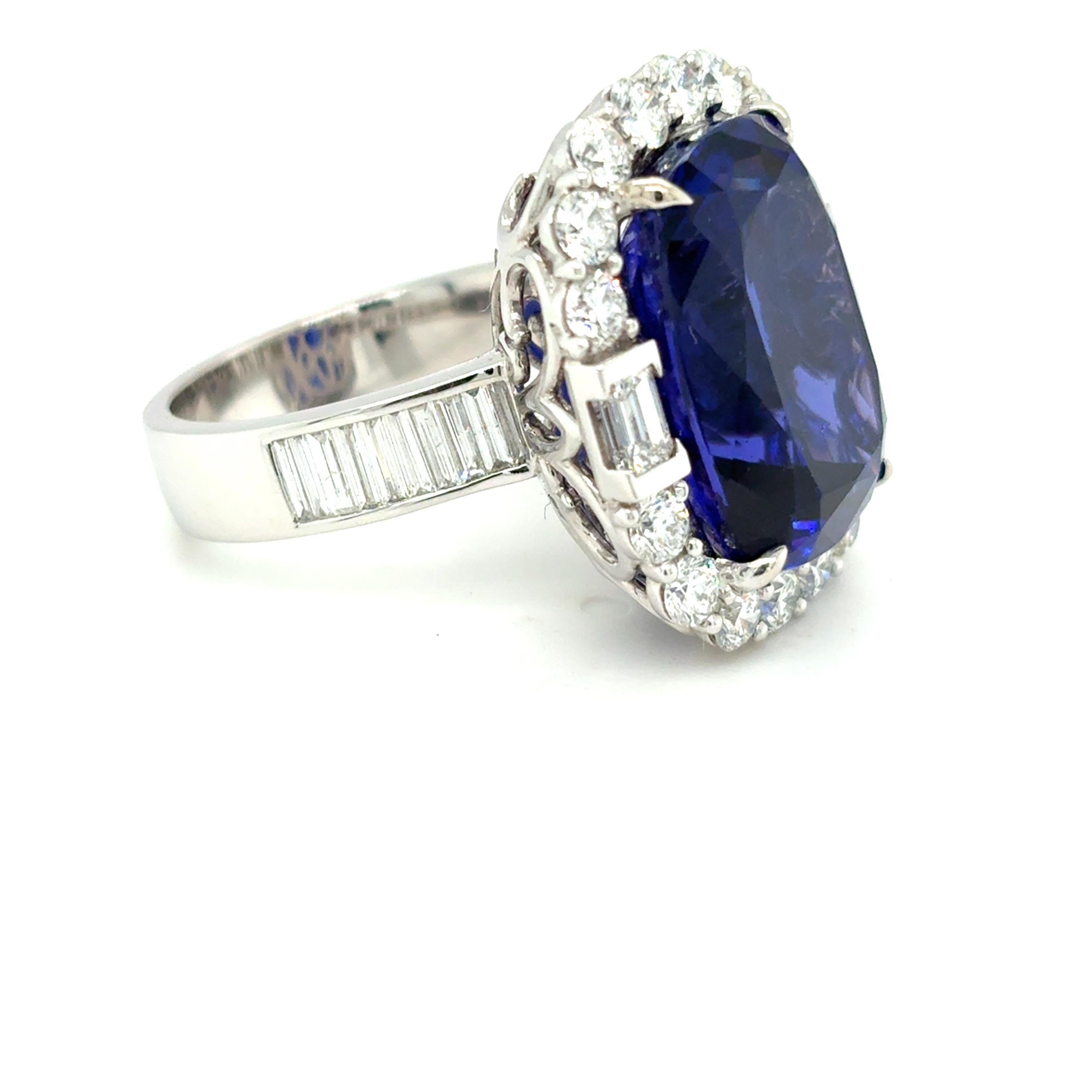 17,09 Karat Cushion Cut Tansanit Diamant Cocktail Ring (Kunsthandwerker*in) im Angebot