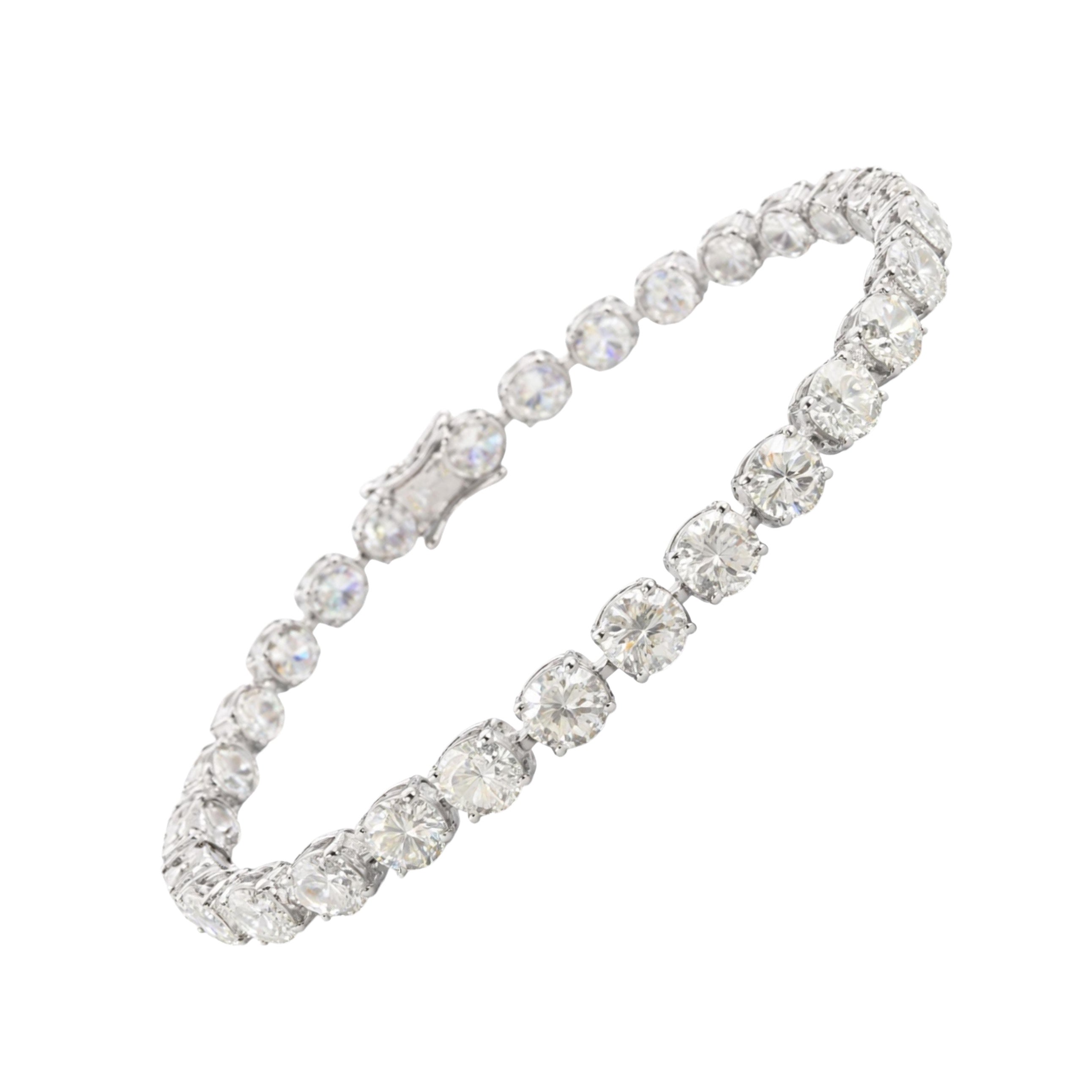 17.09ct Natural Diamond Tennis Bracelet 18k White Gold Wedding jewelry