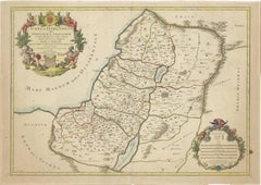 1709 Carte de la Terre Sainte - Les douze tribus d'Israel, coloriée à la main, carte ancienne